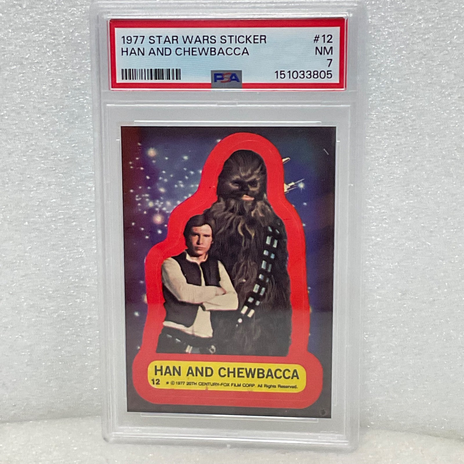 1977 Star Wars Han And Chewbacca Sticker Card #12 PSA 7 CERT#151033805 - Image 3