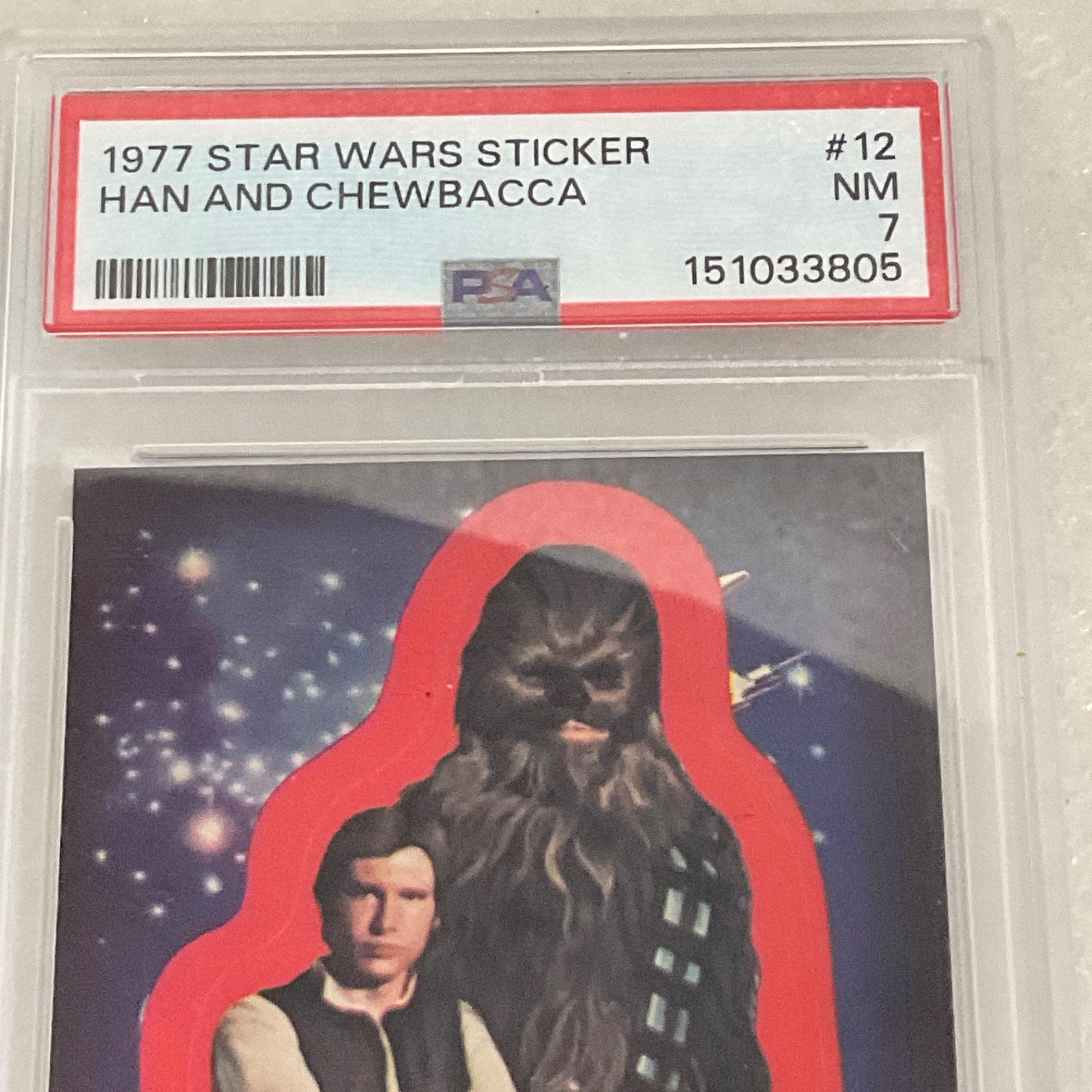 1977 Star Wars Han And Chewbacca Sticker Card #12 PSA 7 CERT#151033805 - Image 7