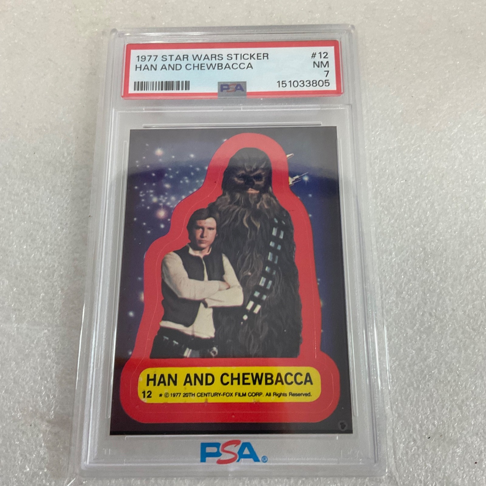 1977 Star Wars Han And Chewbacca Sticker Card #12 PSA 7 CERT#151033805 - Image 20