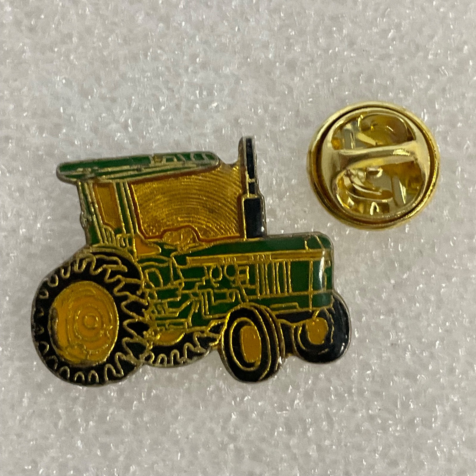 Green Yellow Gold Tractor Vintage Lapel Pin Farm Equipment Collectible Badge - Image 4
