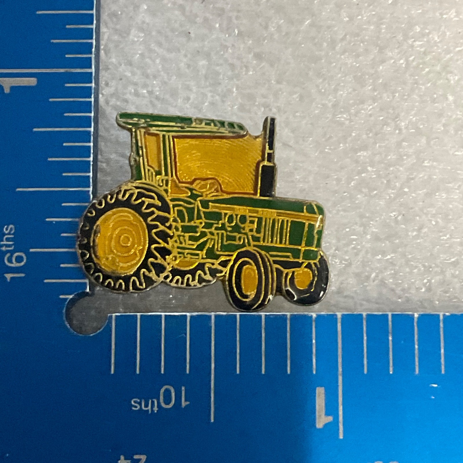 Green Yellow Gold Tractor Vintage Lapel Pin Farm Equipment Collectible Badge - Image 3