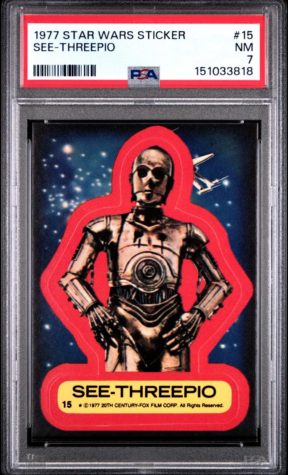 1977 Star Wars See-Threepio Sticker Card #15 PSA 7 CERT#151033818 - Image 1