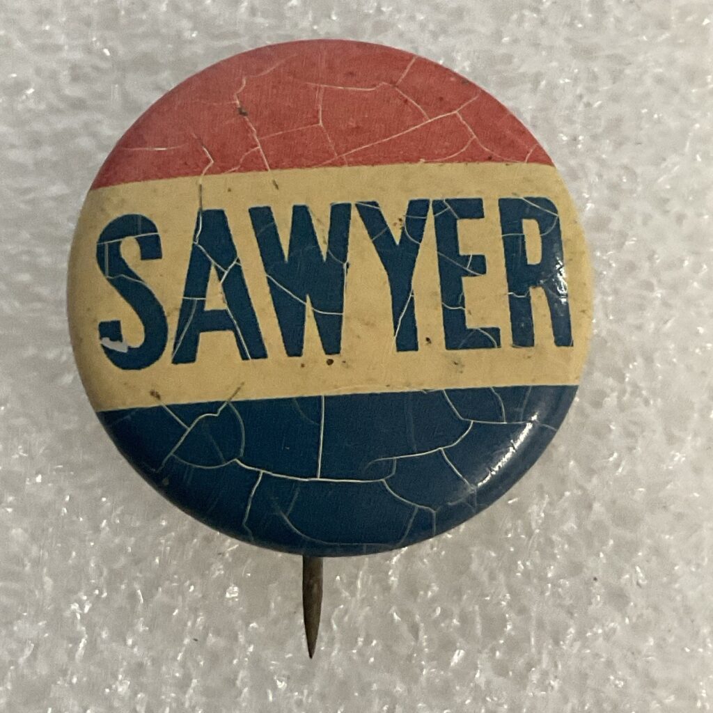 Sawyer Red White & Blue 1” Button Pin Pinback GnuCollectibles - Image 1