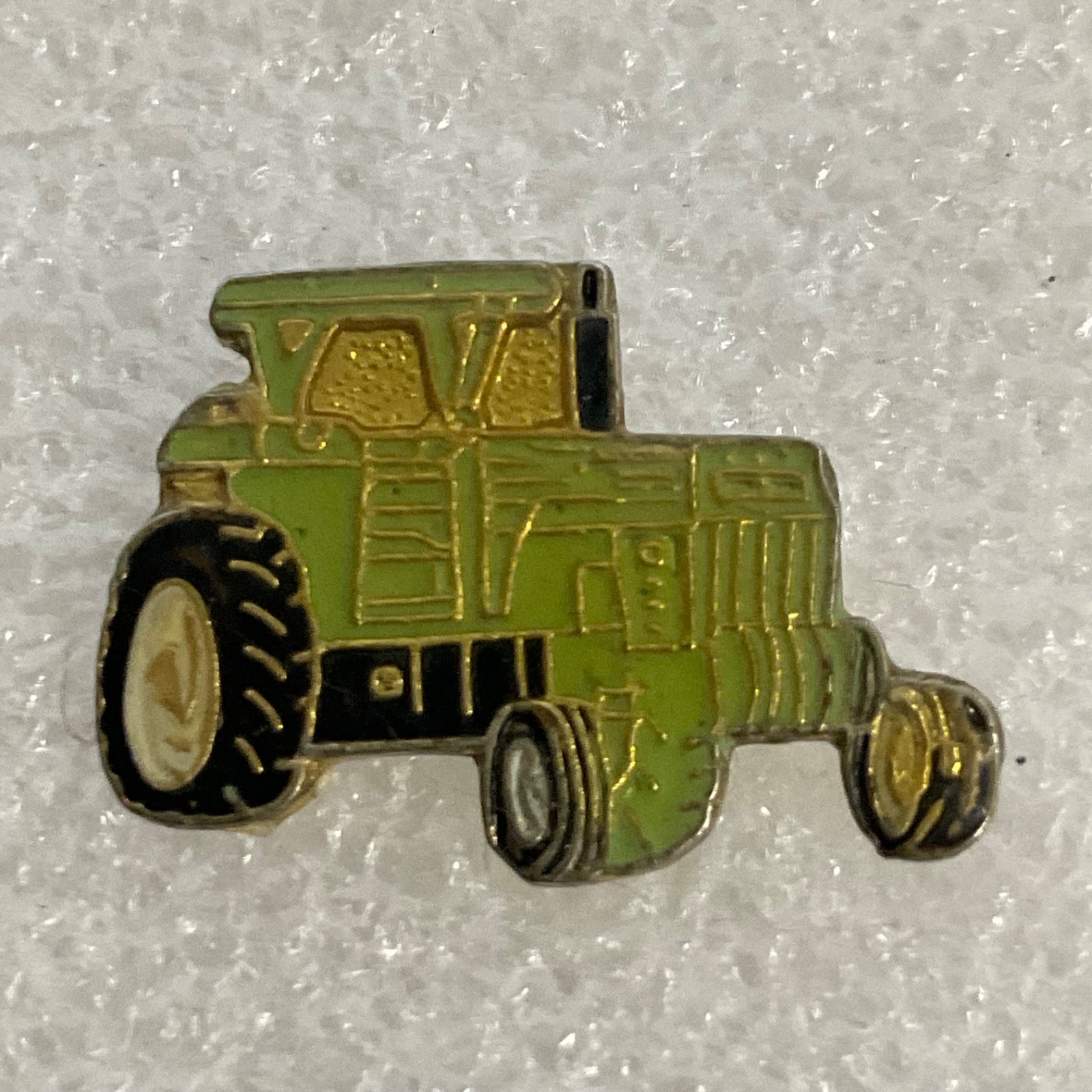 Green Tractor Lapel Pin Farm Equipment Collectible Vintage Tie Tack Enamel Badge - Image 1