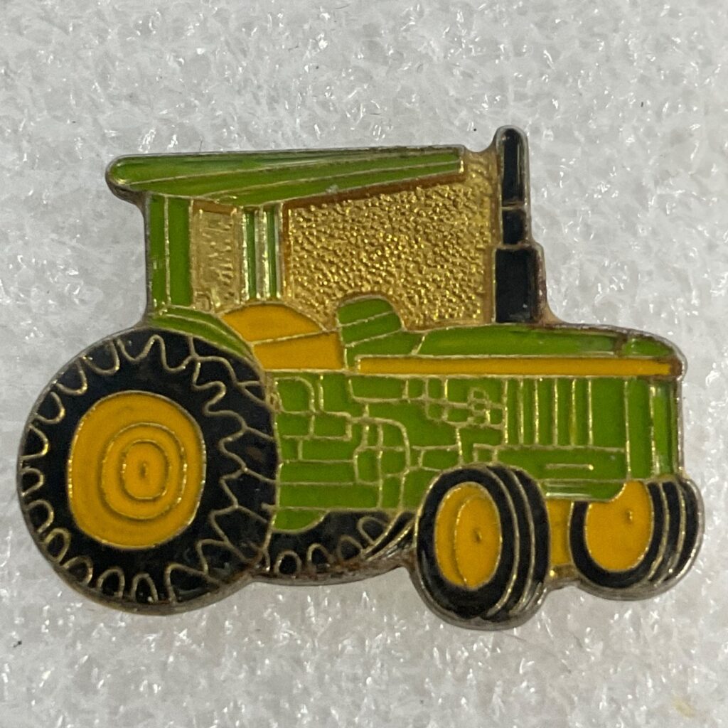 Green Yellow Tractor Vintage Lapel Pin Farm Equipment Collectible Hat Tie Tack - Image 1