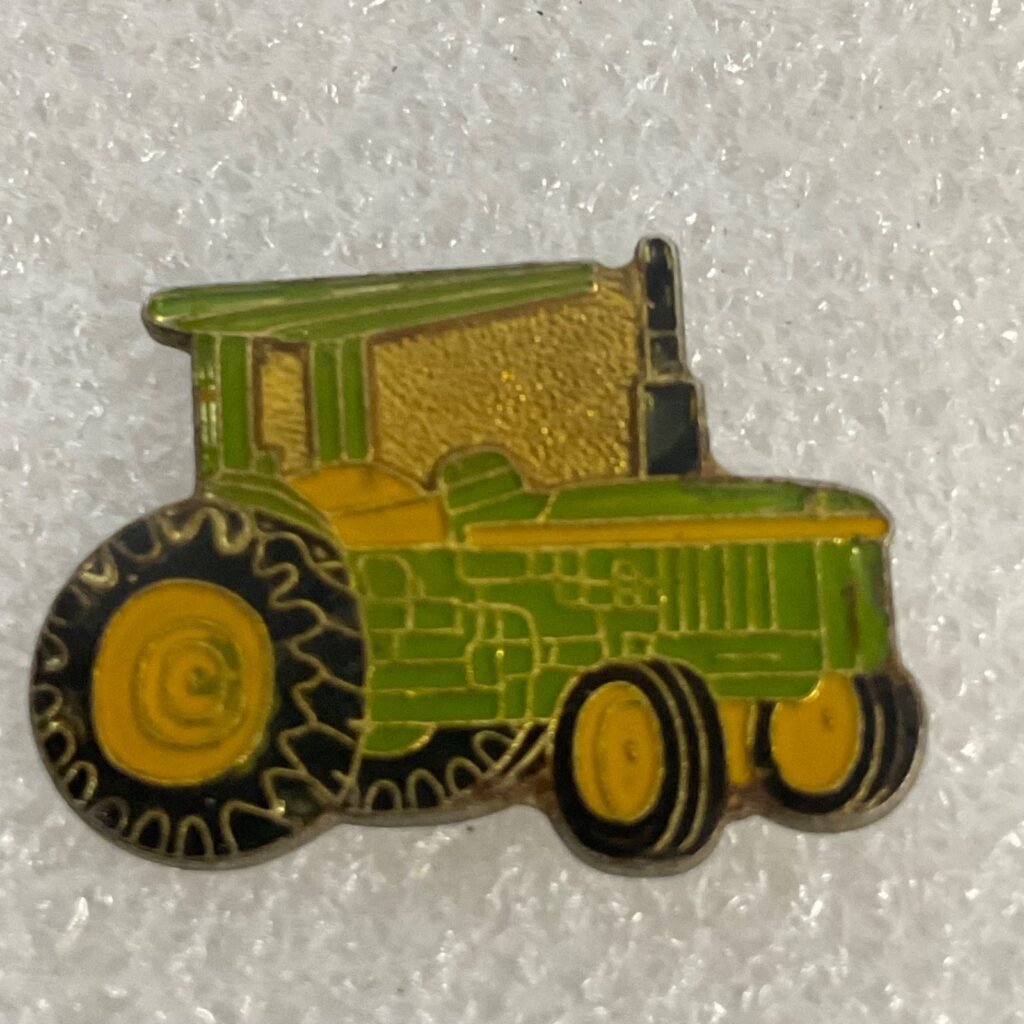 Vintage Green Yellow Tractor Lapel Pin Farm Equipment Collectible Hat Tie Tack - Image 1