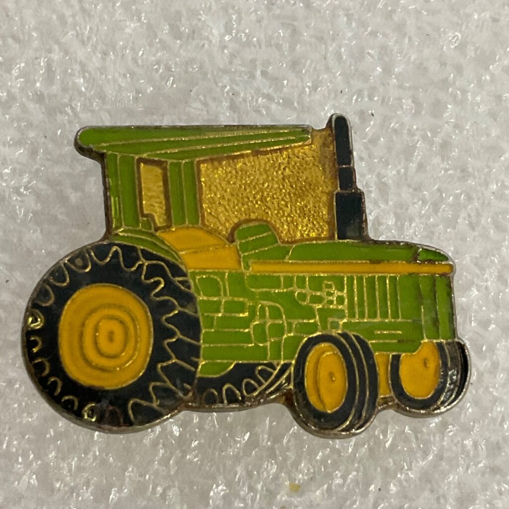 Green Yellow Vintage Tractor Lapel Pin Farm Equipment Collectible Hat Tie Tack - Image 1