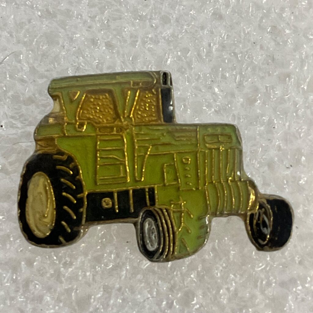 Green Tractor Lapel Pin Vintage Farm Equipment Collectible Tie Tack Enamel Badge - Image 1