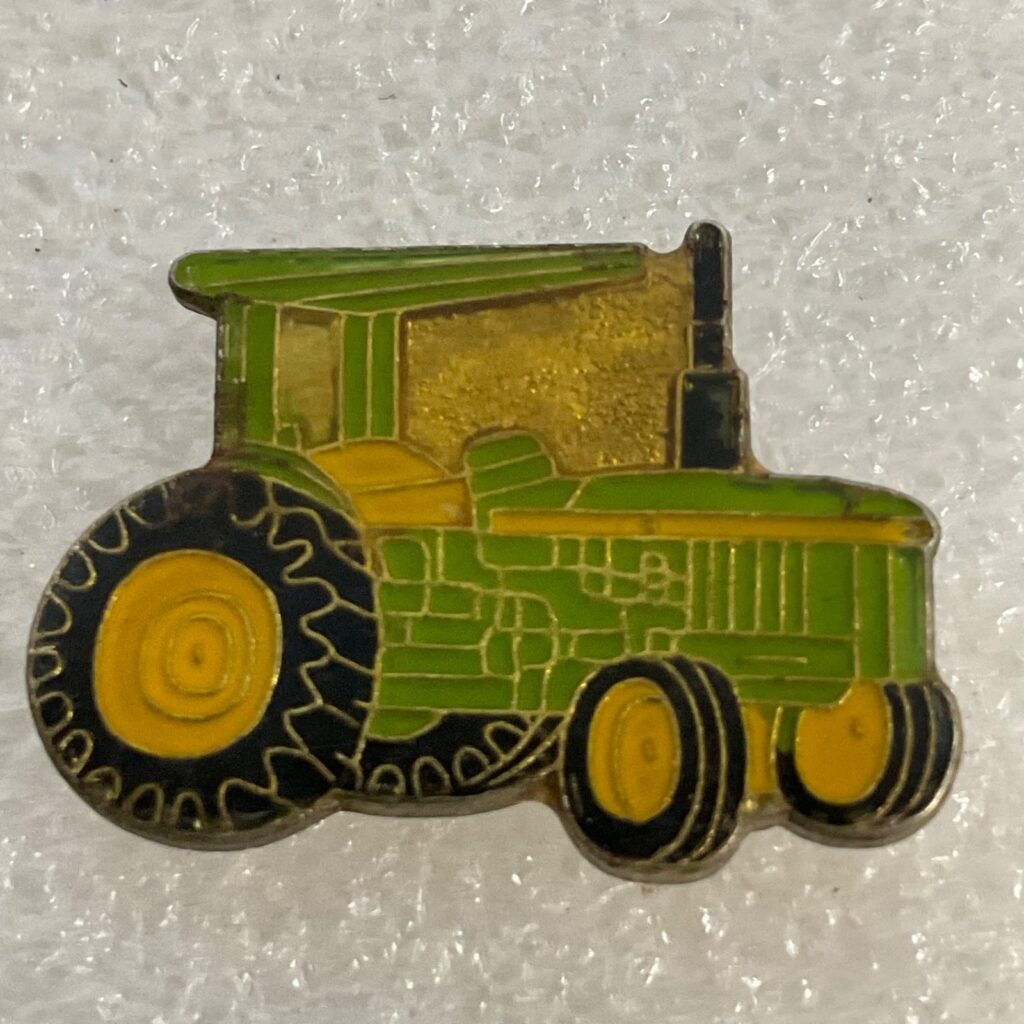 Green Yellow Tractor Lapel Vintage Pin Farm Equipment Collectible Hat Tie Tack - Image 1