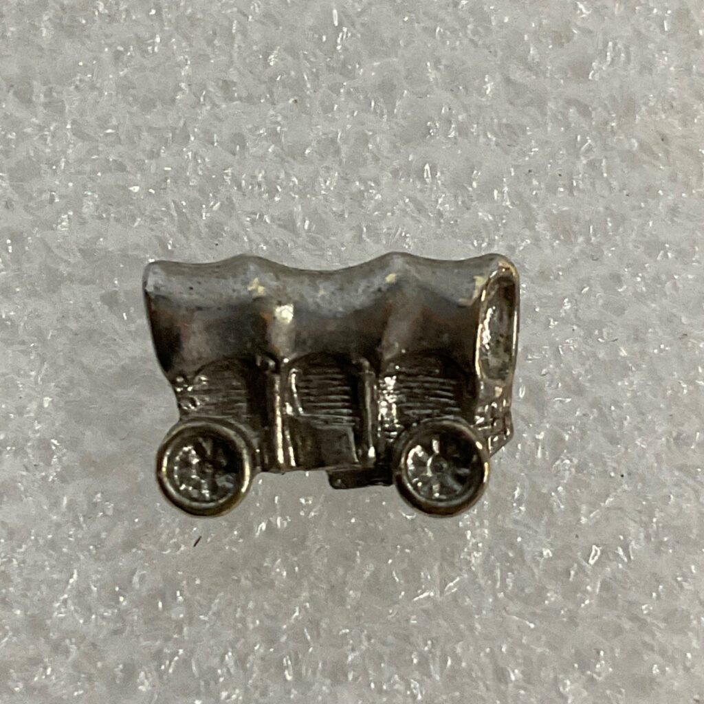 Silver Tone Covered Wagon Lapel Vintage Pin Western Pioneer Trail Tie Tack Pin - Image 1