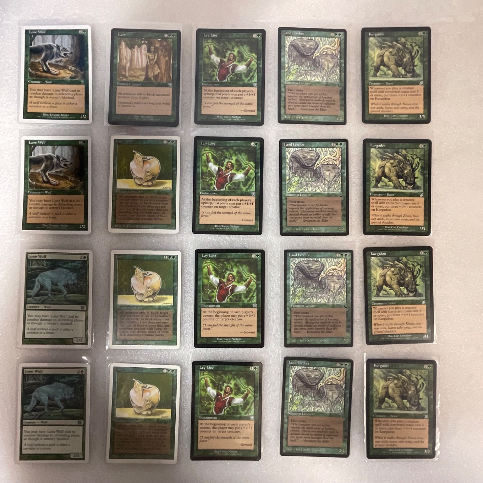 MTG 20 Card Green Mixed Sets Lot Ley Line Kurgadon Lure - Image 1