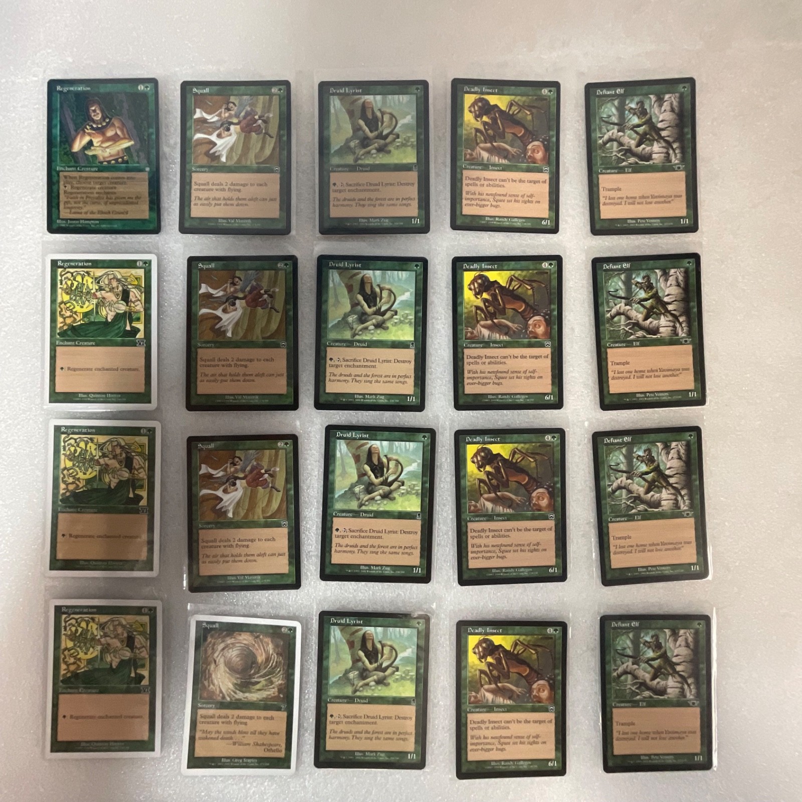 MTG 20 Card Green Lot Mixed Sets Deadly Insect Squall Defiant Elf - Image 1