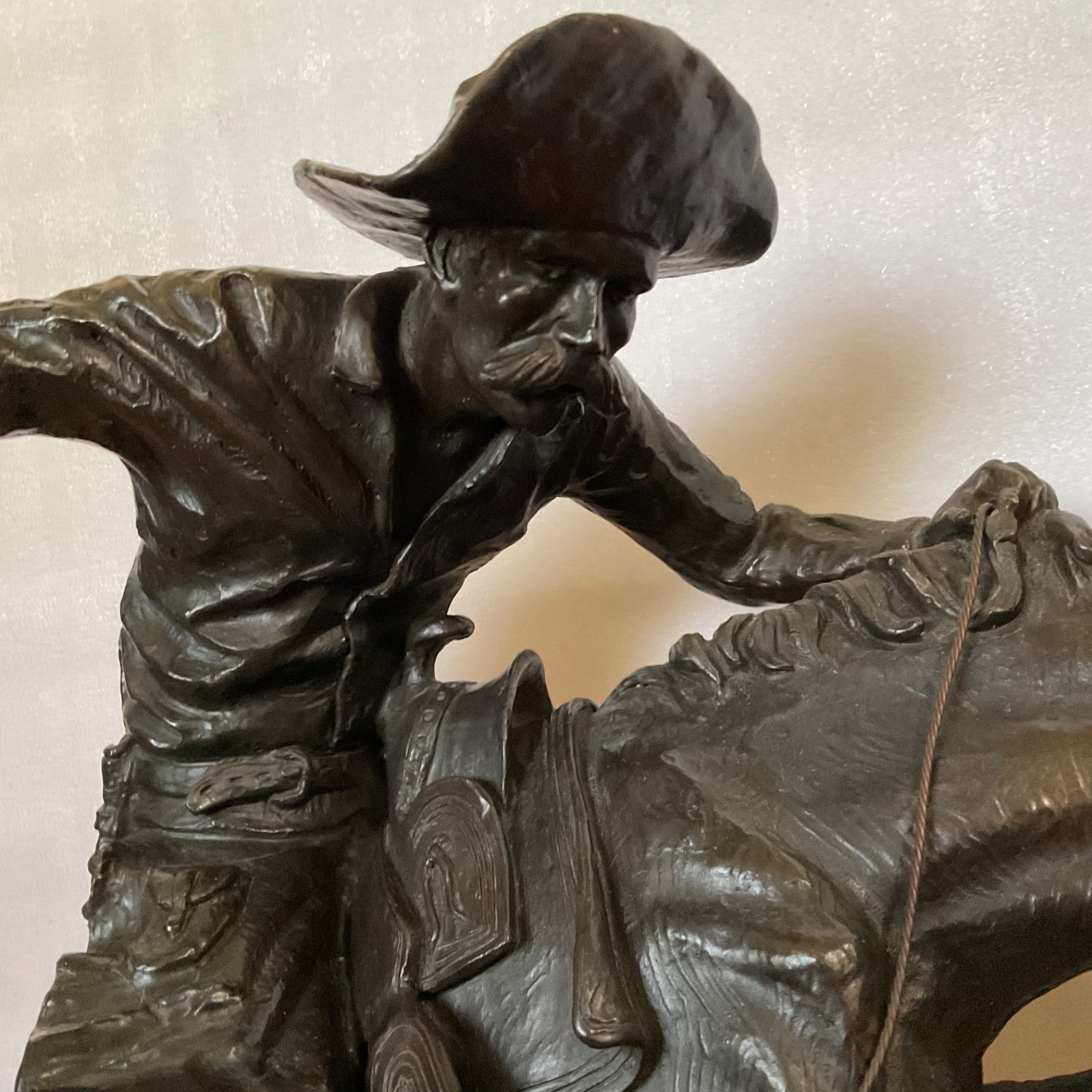 Frederic Remington Broncho Buster 32" Bronze Sculpture Western Art Repro - Image 2