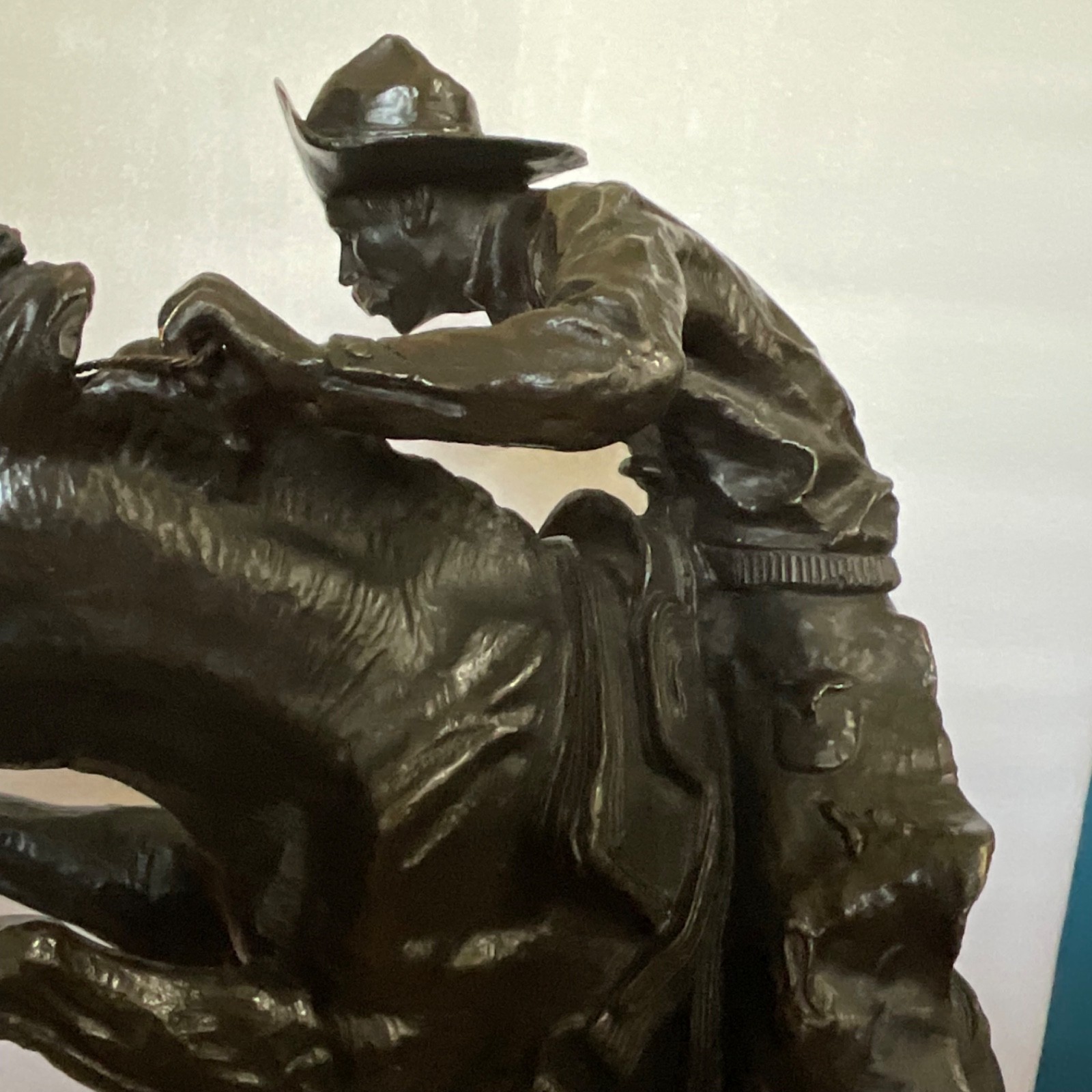 Frederic Remington Broncho Buster 32" Bronze Sculpture Western Art Repro - Image 11