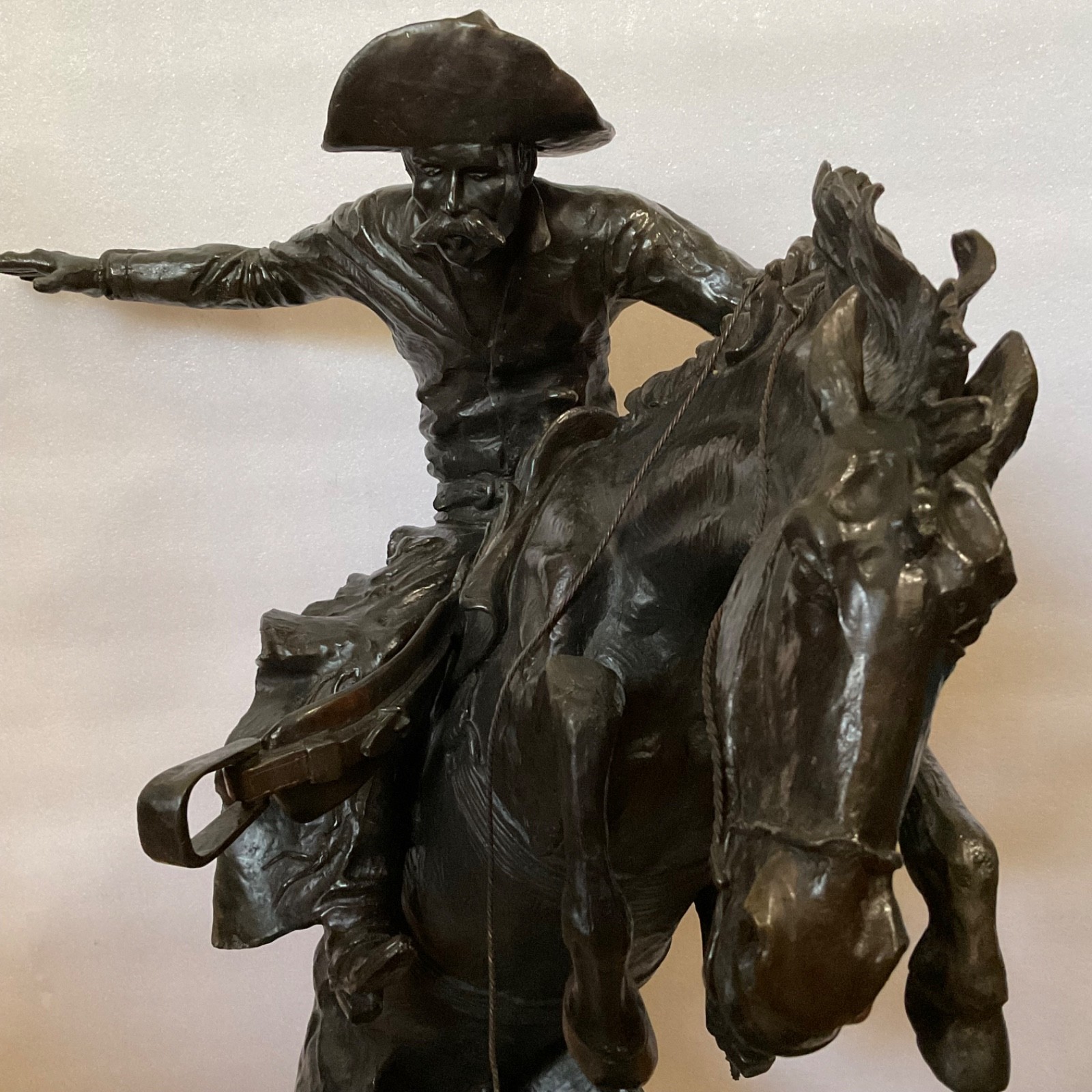 Frederic Remington Broncho Buster 32" Bronze Sculpture Western Art Repro - Image 13