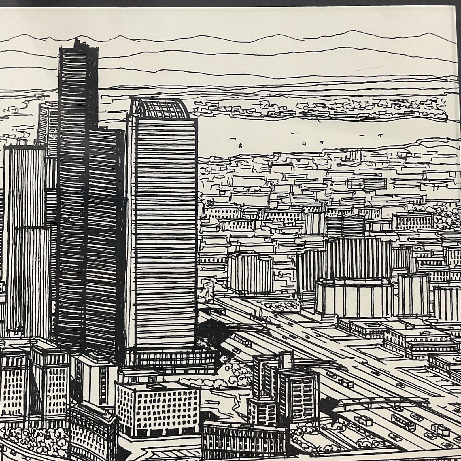 Signed Ricardo “Seattle Skyline” Vintage 1990 Framed Art – Space Needle & Dome - Image 8