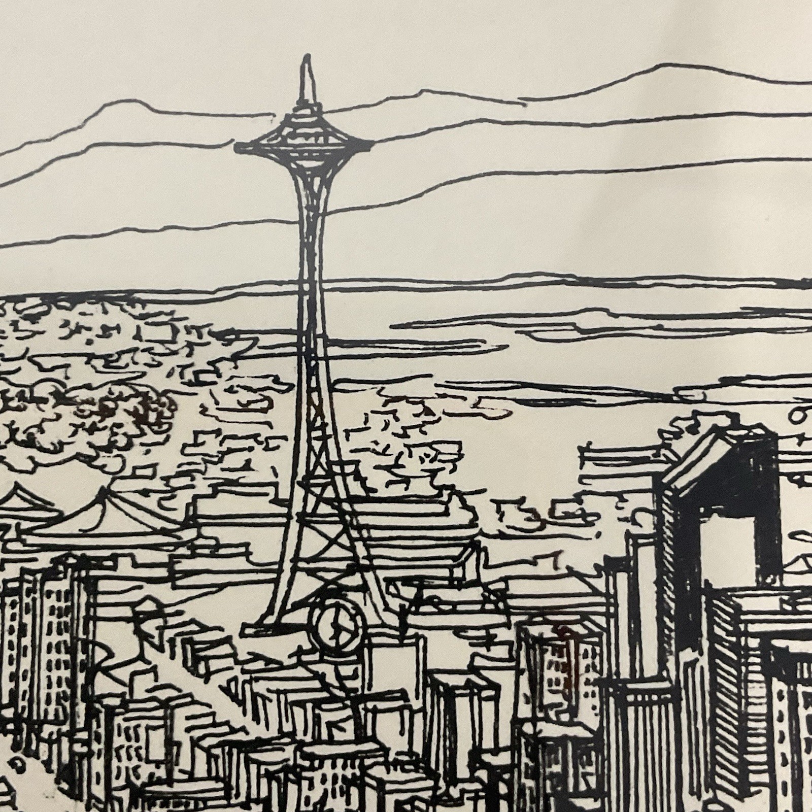 Signed Ricardo “Seattle Skyline” Vintage 1990 Framed Art – Space Needle & Dome - Image 16
