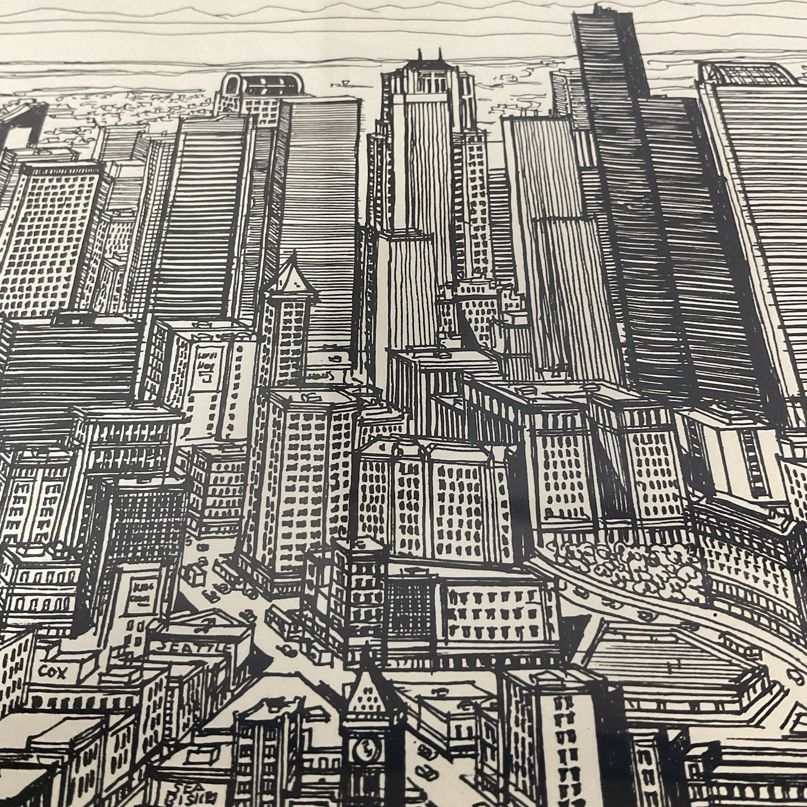Signed Ricardo “Seattle Skyline” Vintage 1990 Framed Art – Space Needle & Dome - Image 18
