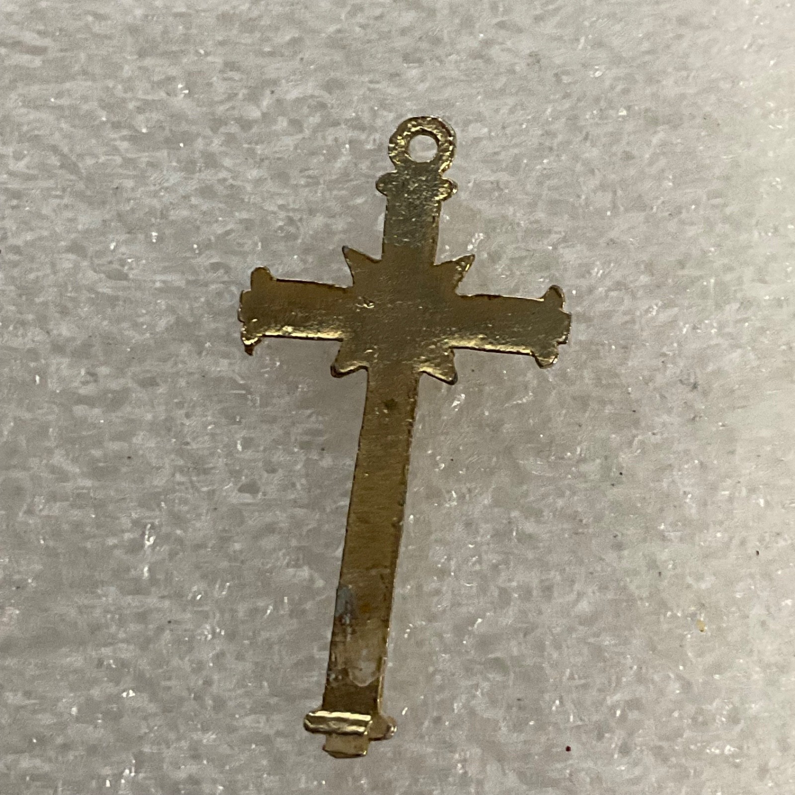 Vintage Gold Tone Crucifix Cross Pendant 1.5in Religious Christian Jewelry 1.19g - Image 2