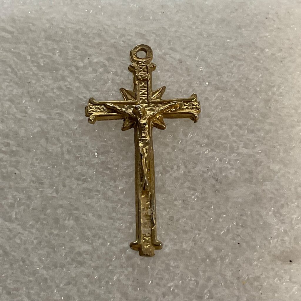 Vintage Gold Tone Crucifix Cross Pendant 1.5in Religious Christian Jewelry 1.19g - Image 1