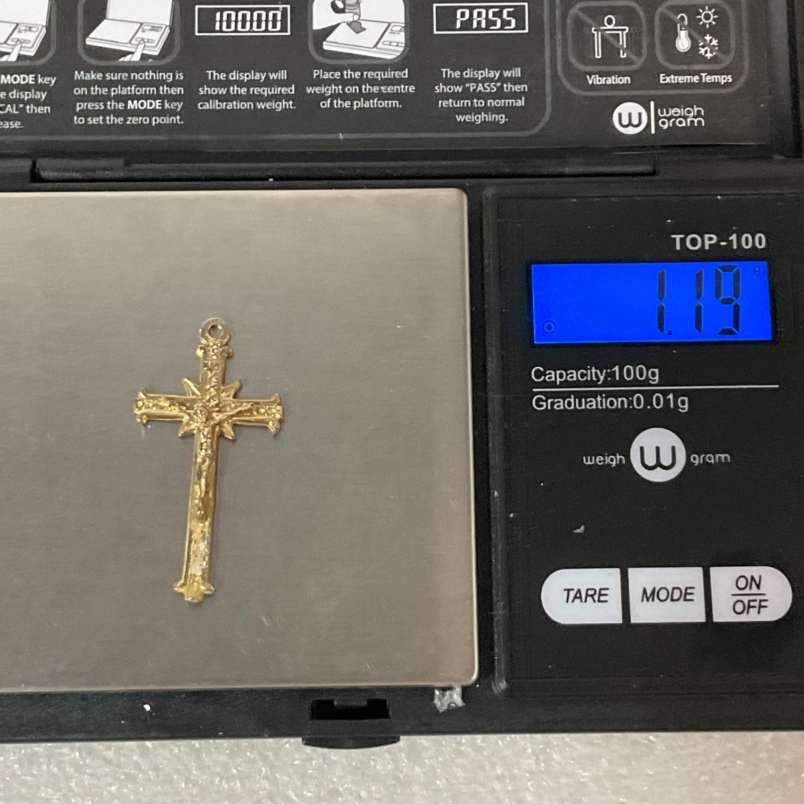 Vintage Gold Tone Crucifix Cross Pendant 1.5in Religious Christian Jewelry 1.19g - Image 3