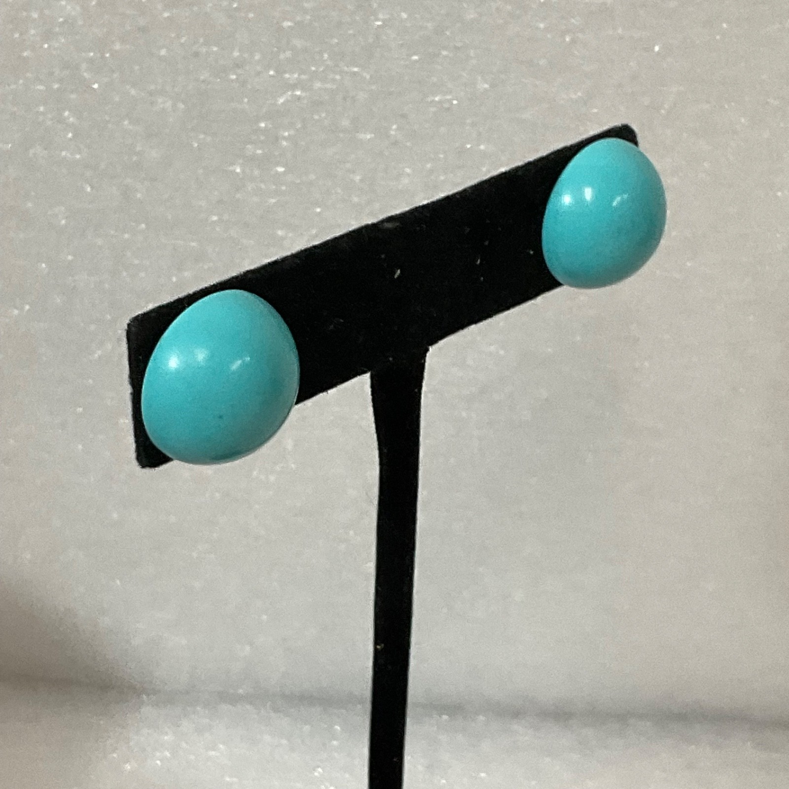 Vintage Teal Round Stud Earrings 1in 2.57g Classic Bold Post Style - Image 2