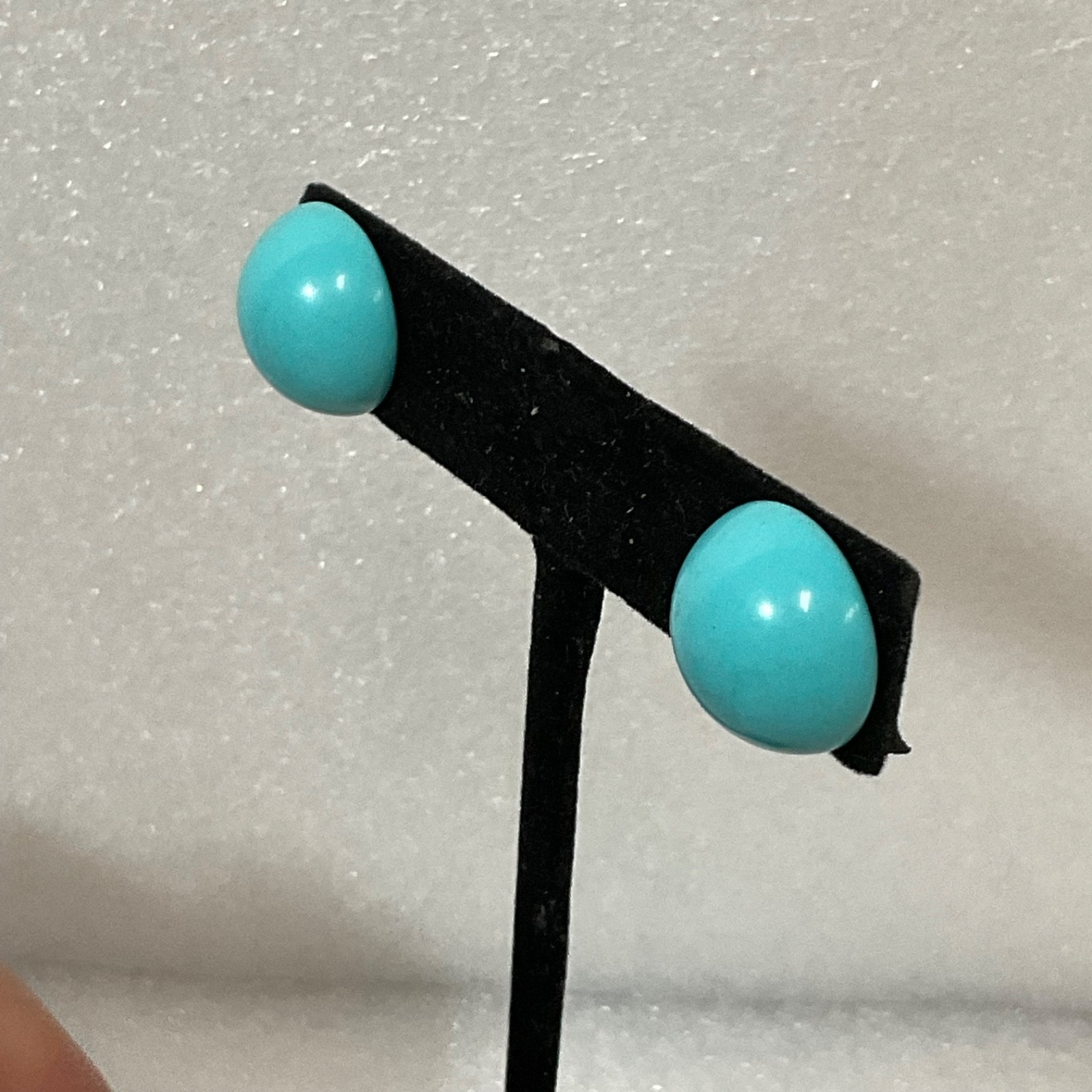 Vintage Teal Round Stud Earrings 1in 2.57g Classic Bold Post Style - Image 3