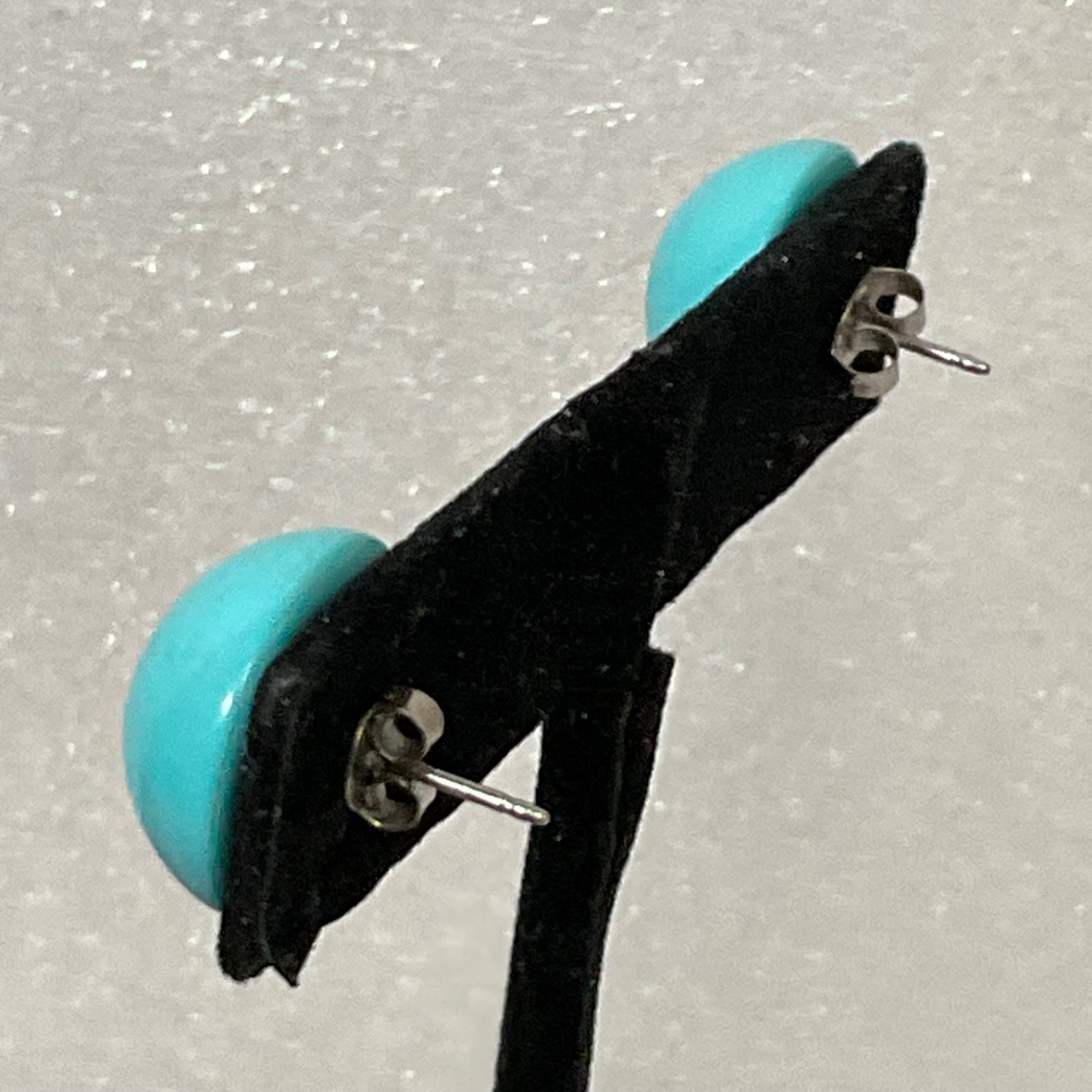 Vintage Teal Round Stud Earrings 1in 2.57g Classic Bold Post Style - Image 6