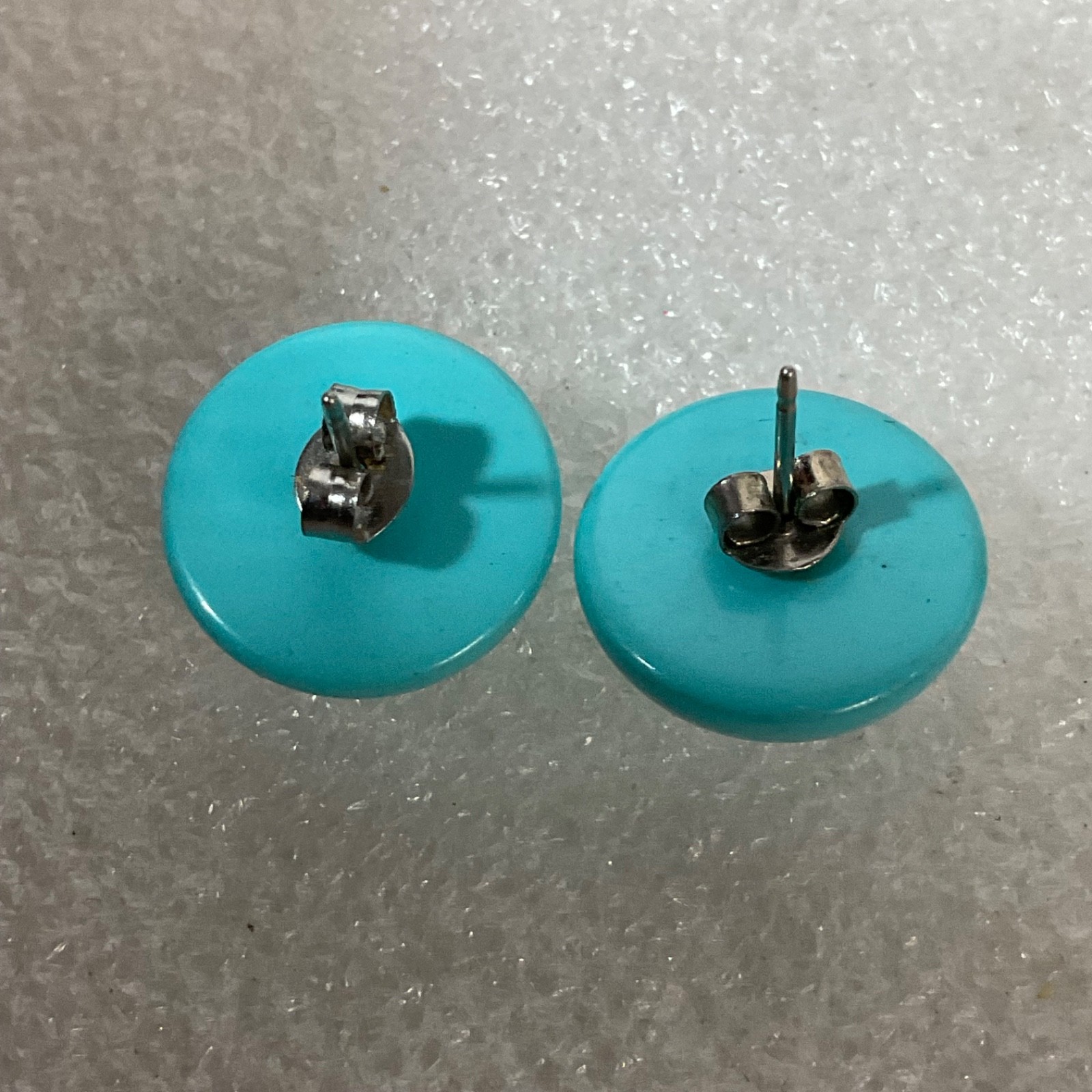 Vintage Teal Round Stud Earrings 1in 2.57g Classic Bold Post Style - Image 11