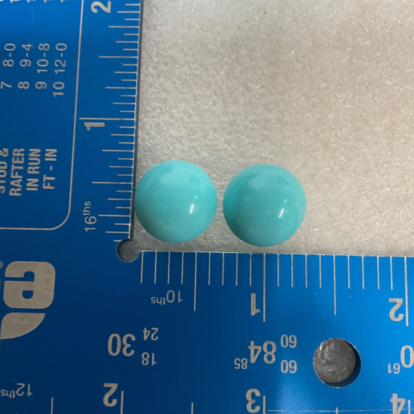 Vintage Teal Round Stud Earrings 1in 2.57g Classic Bold Post Style - Image 12