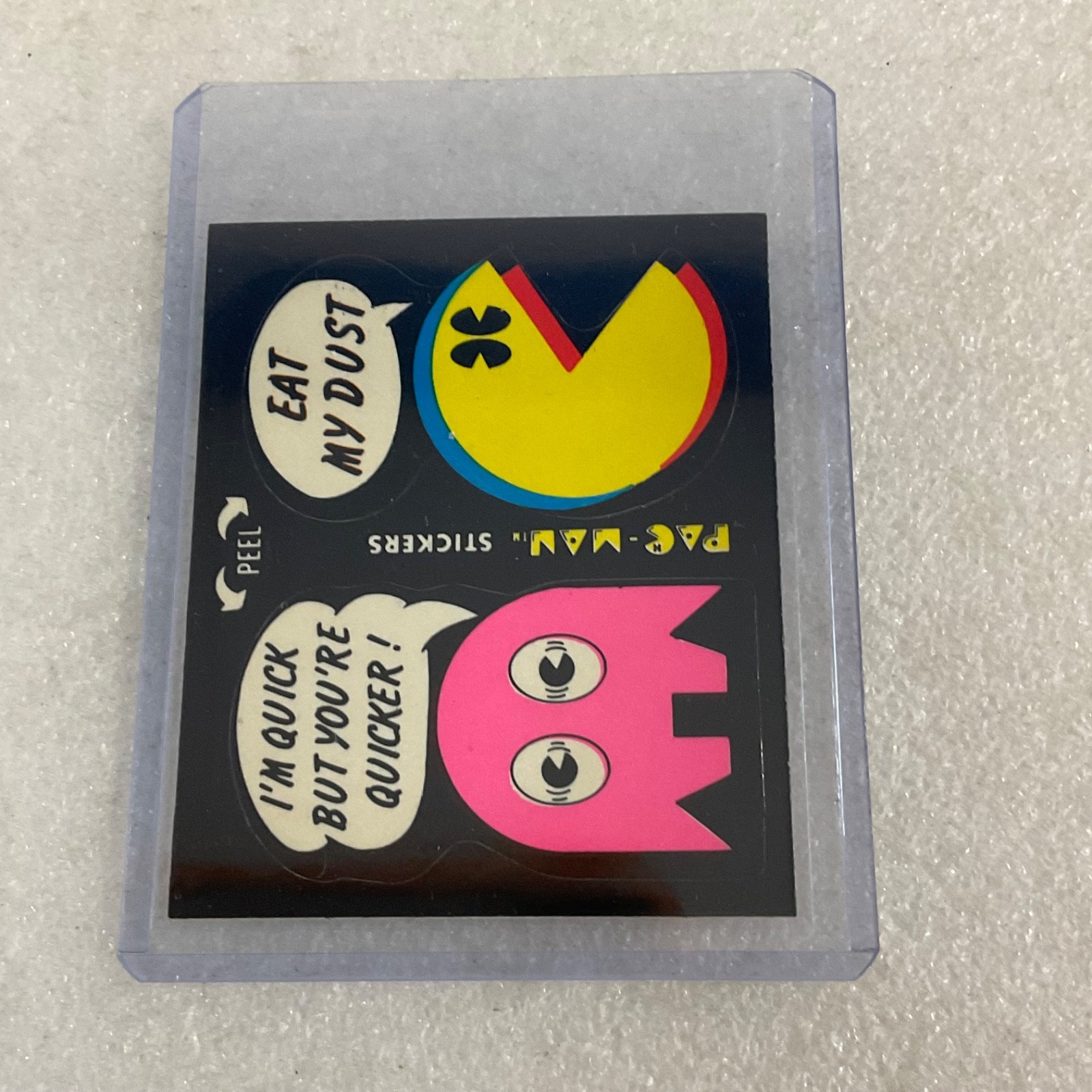 1980 Fleer Pac-Man Sticker #18 Eat My Dust Pink Ghost Raw - Image 3