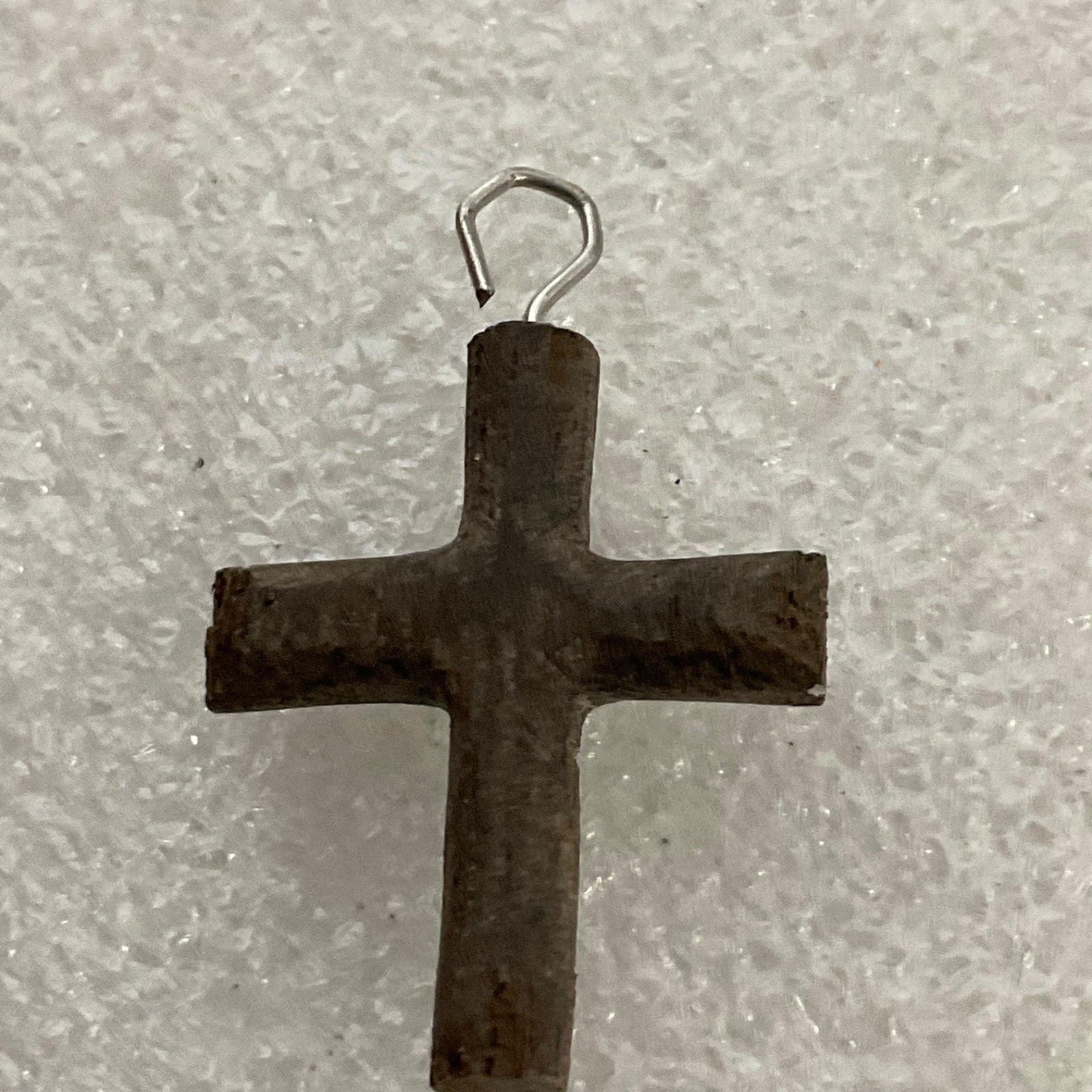 Vintage Wooden Cross Pendant 1in Handmade Rustic Religious Jewelry 0.74g - Image 2