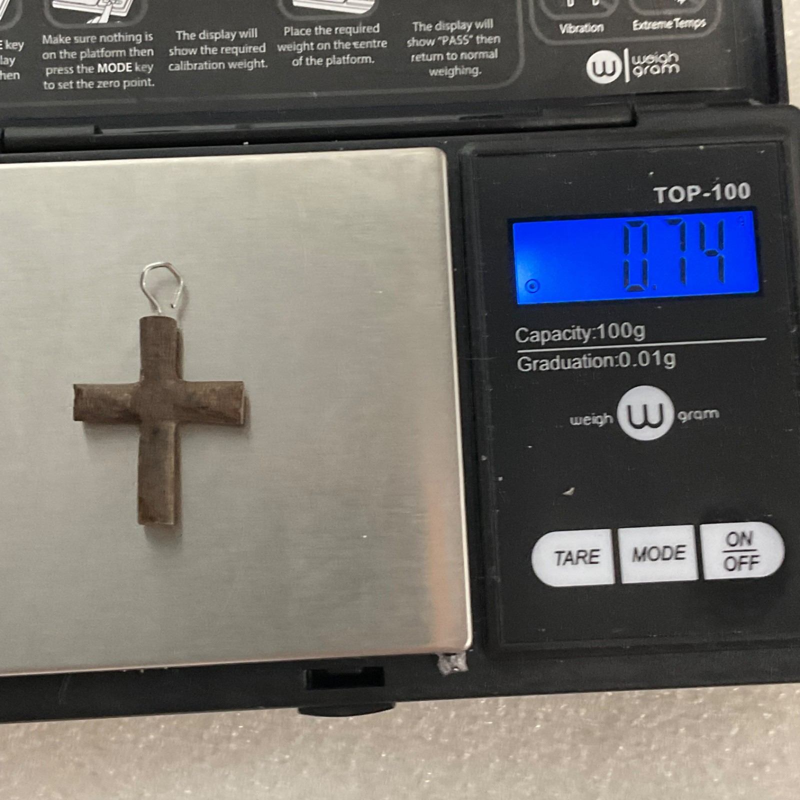 Vintage Wooden Cross Pendant 1in Handmade Rustic Religious Jewelry 0.74g - Image 4