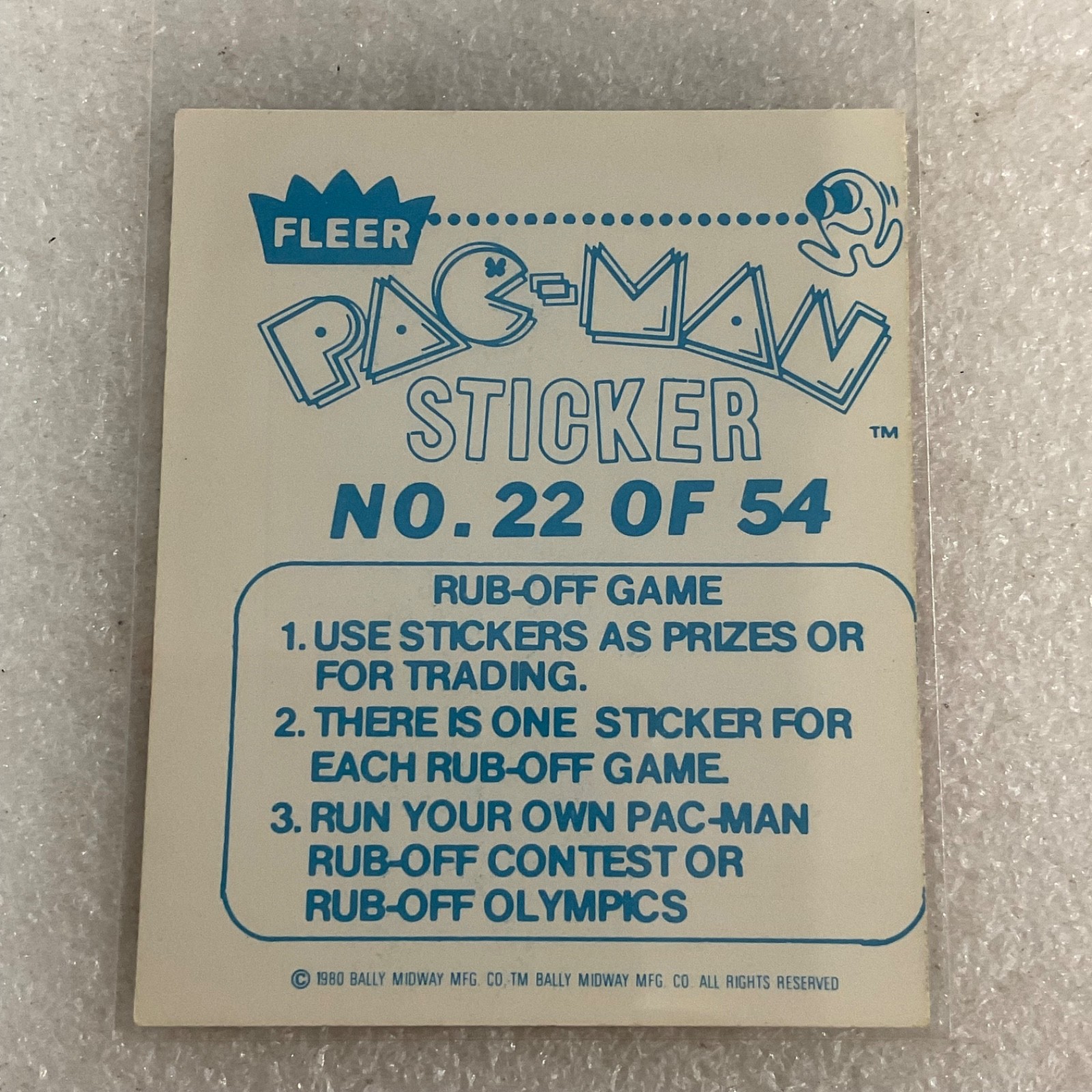 1980 Fleer Pac-Man Sticker #22 Pac-Man Bites Back Bally Midway Ungraded - Image 2