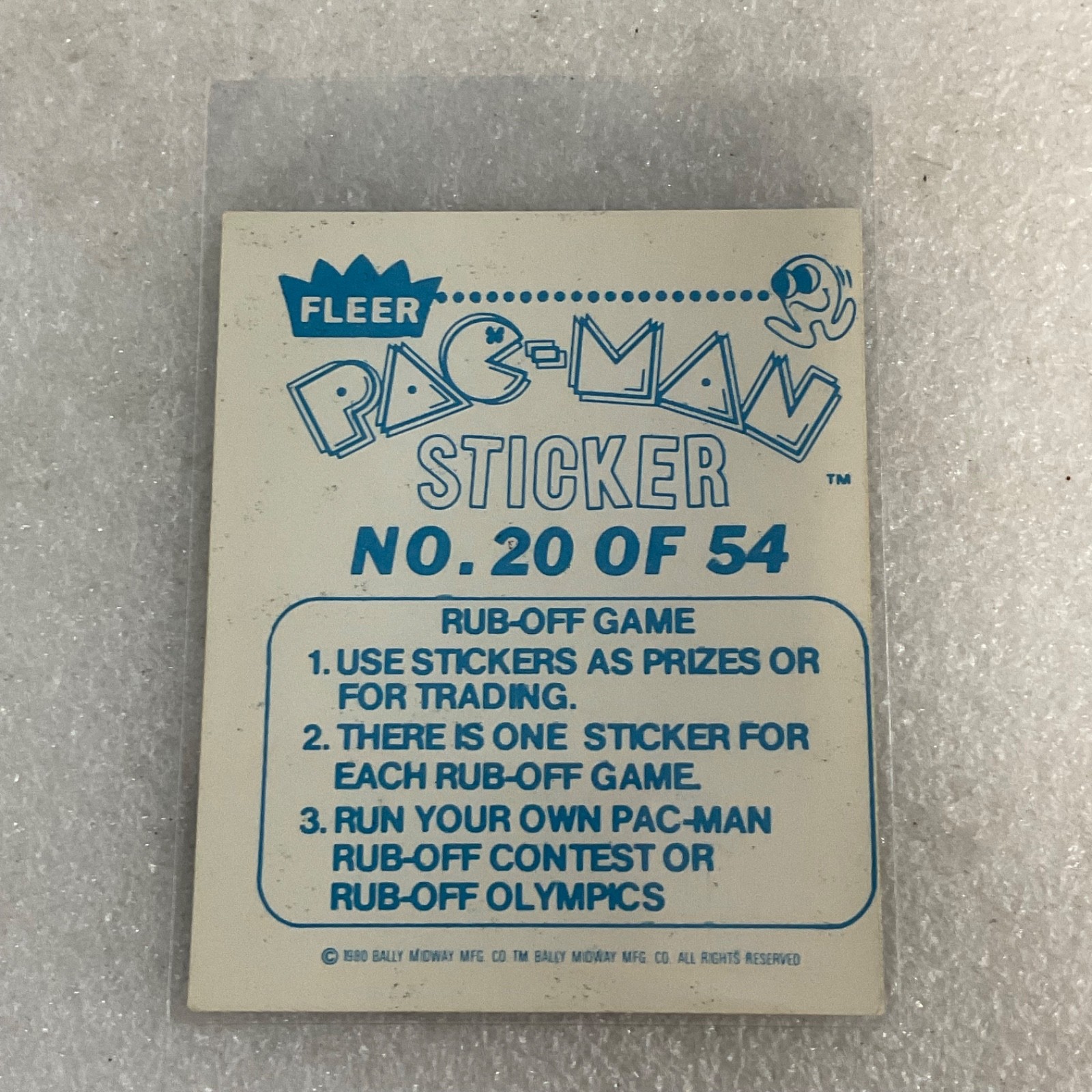 1980 Fleer Pac-Man Sticker #20 Be Kind To Pac-Man Bally Midway Raw - Image 2