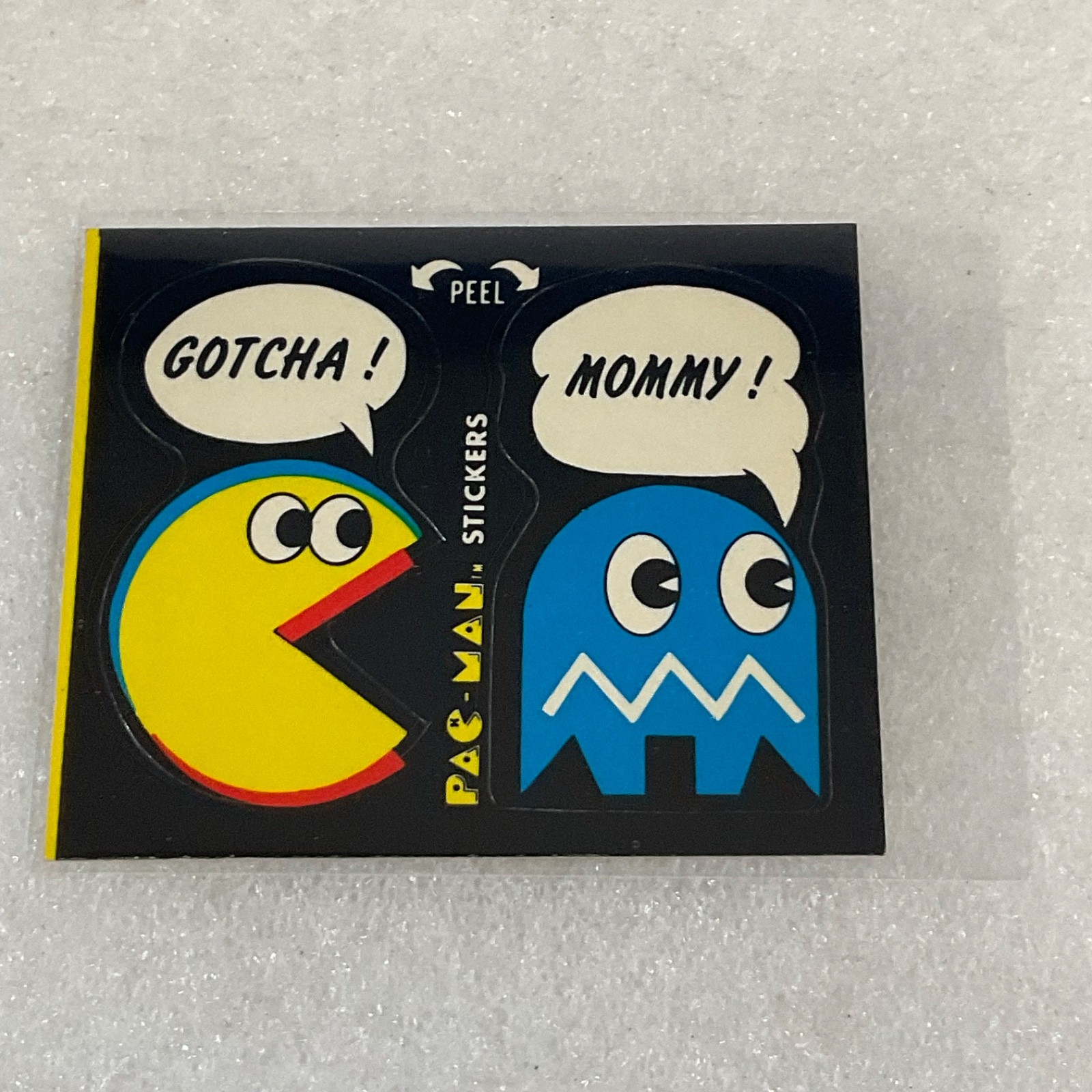 1980 Fleer Pac-Man Sticker #29 Gotcha Mommy Blue Ghost Ungraded - Image 1