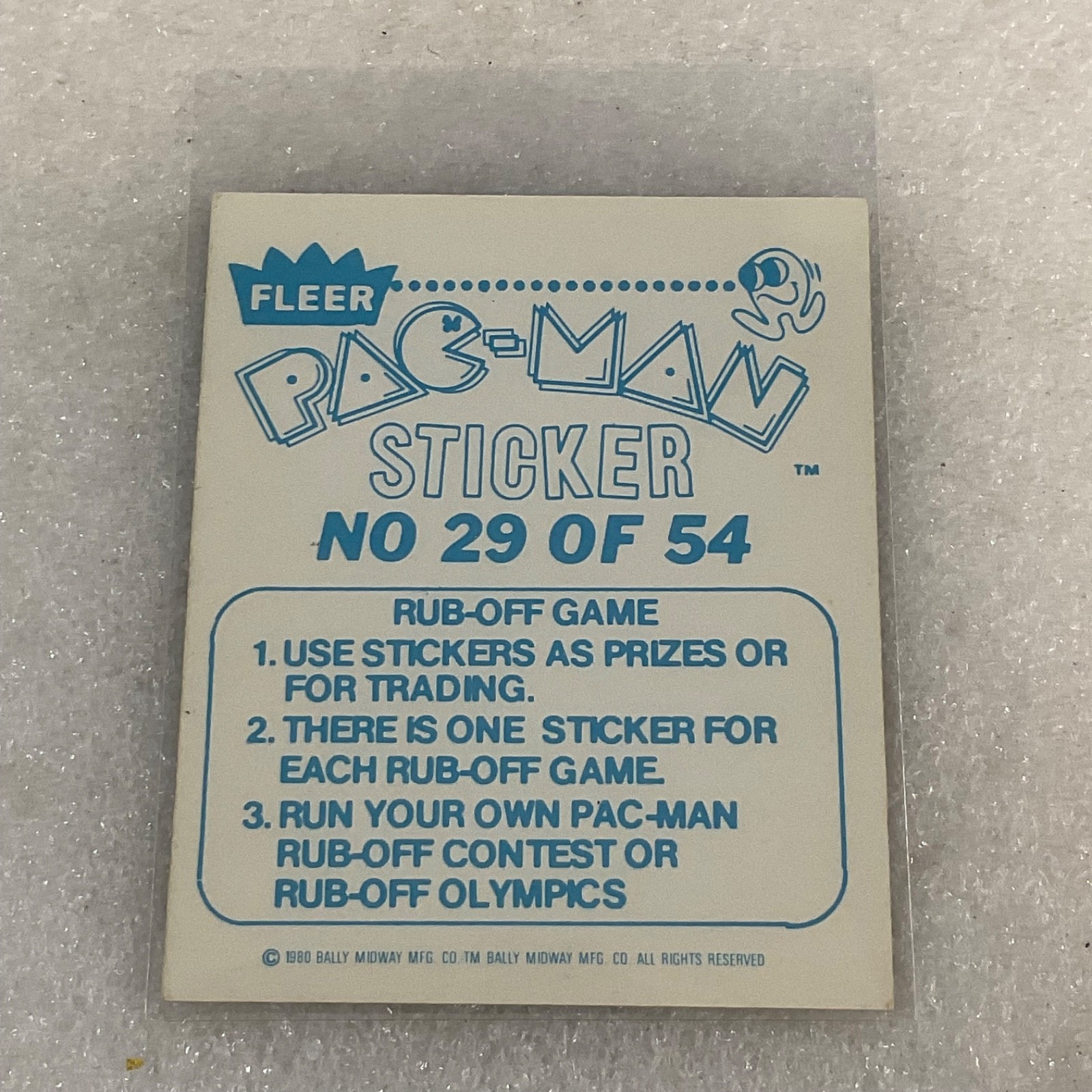 1980 Fleer Pac-Man Sticker #29 Gotcha Mommy Blue Ghost Ungraded - Image 2