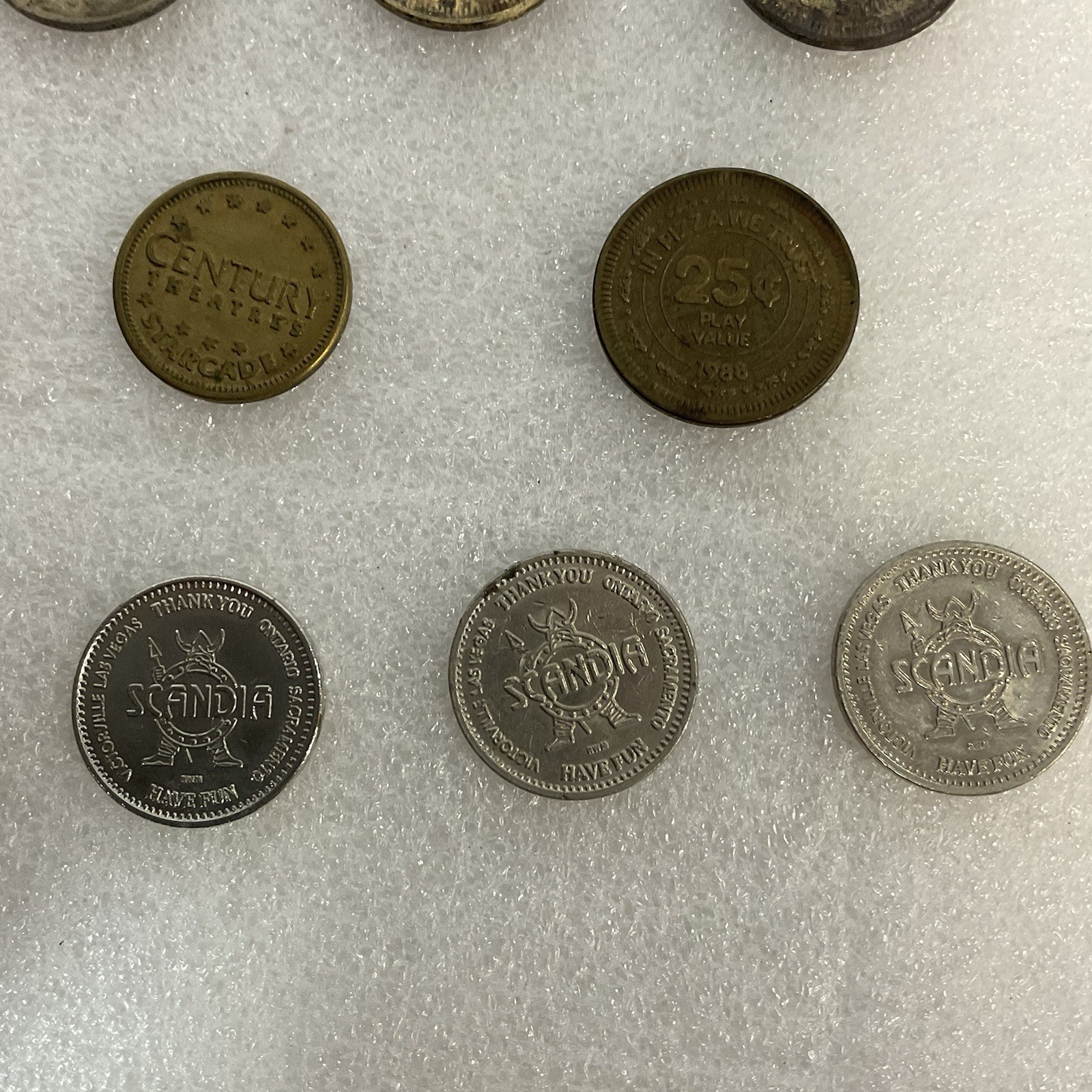 Lot Of 15 Metal Gaming Tokens Carousel Chuck Cheese Laser X Scandia Venus Strike - Image 9