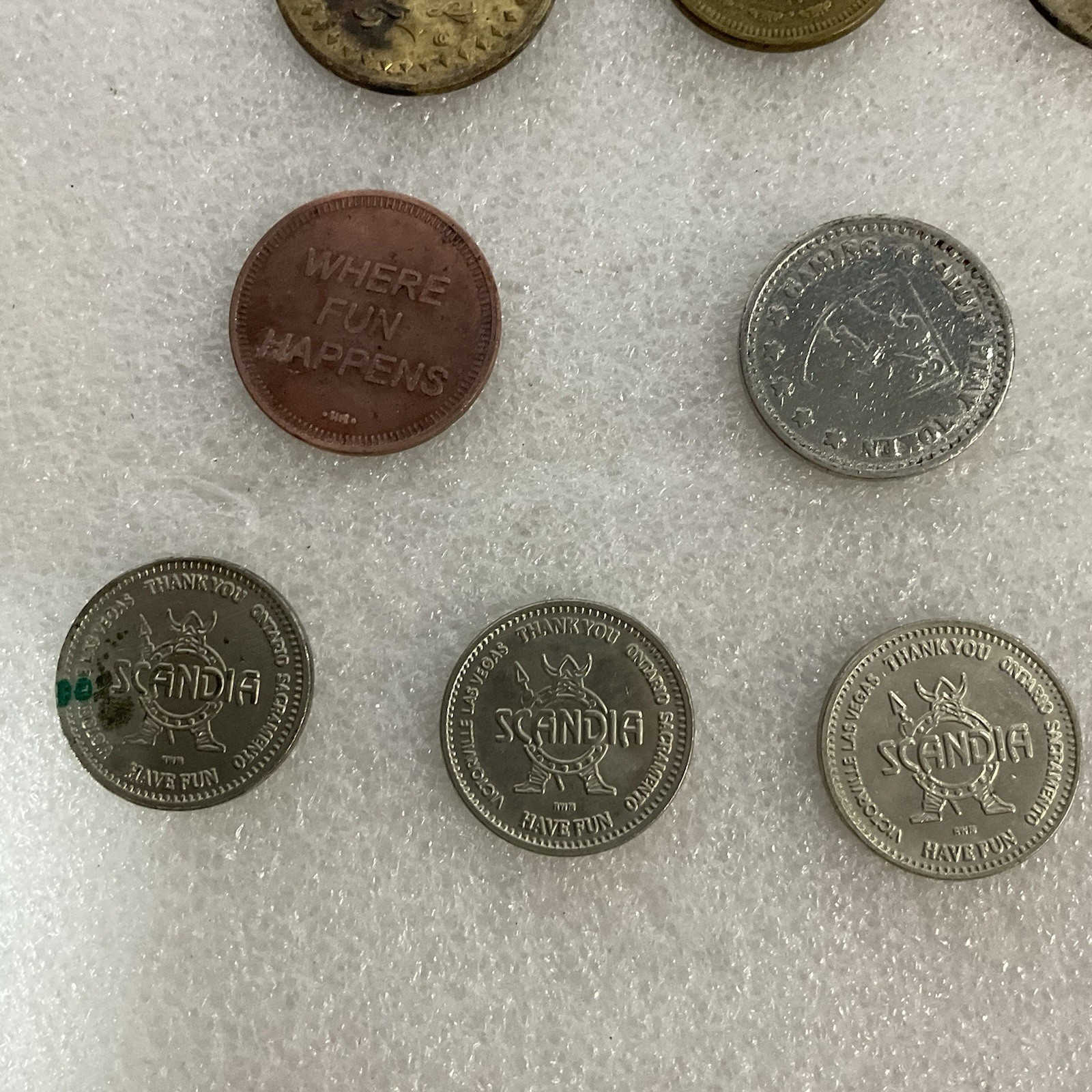 Lot Of 15 Metal Gaming Tokens Carousel Chuck Cheese Laser X Scandia Venus Strike - Image 10