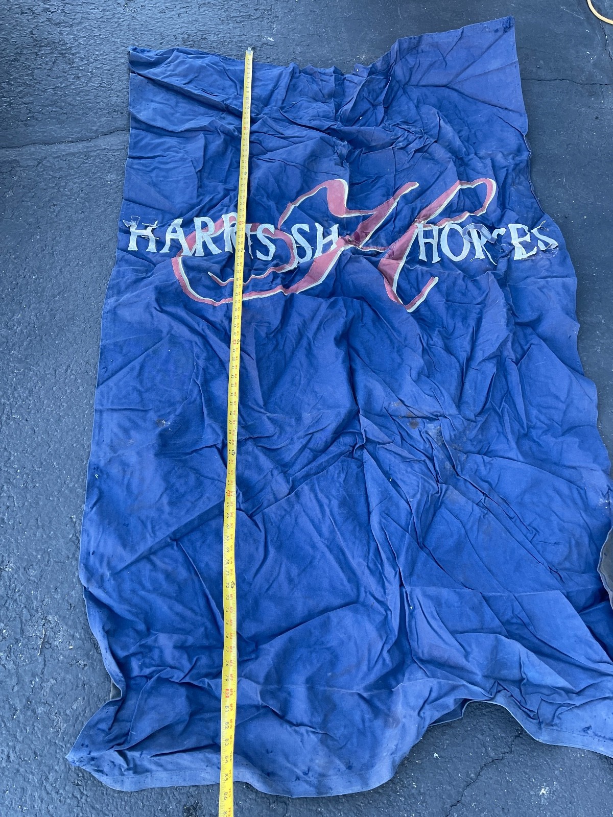 Vintage Harris Show Horses 84in x48in Canvas Stall Drape Wall Banner Advertising - Image 7