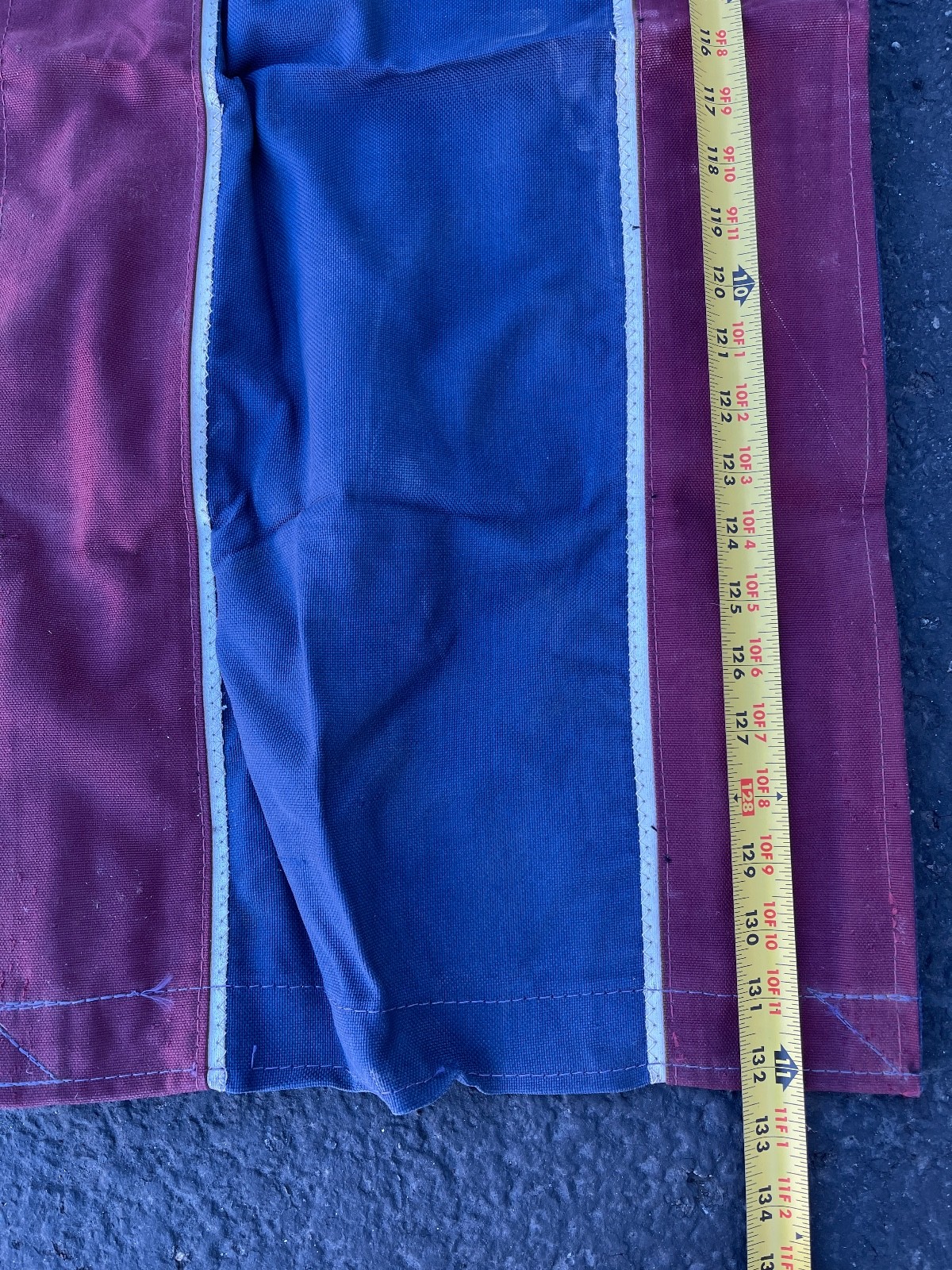 Vintage Penngard Canvas Runner 132in x 15in Harris Show Horses Maroon Blue USA - Image 10