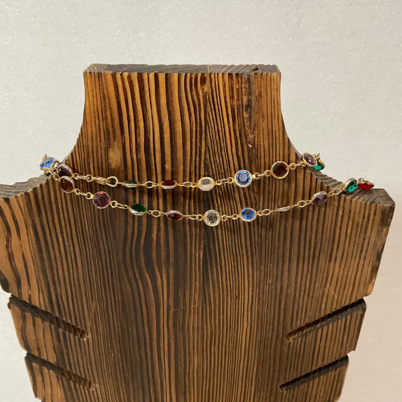 Multicolor Gold Tone Beaded Necklace 46in Single Strand Fashion Jewelry - Image 2