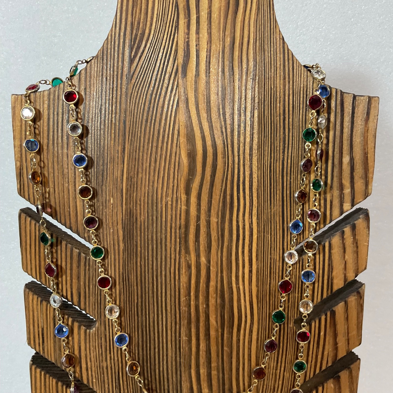 Multicolor Gold Tone Beaded Necklace 46in Single Strand Fashion Jewelry - Image 4