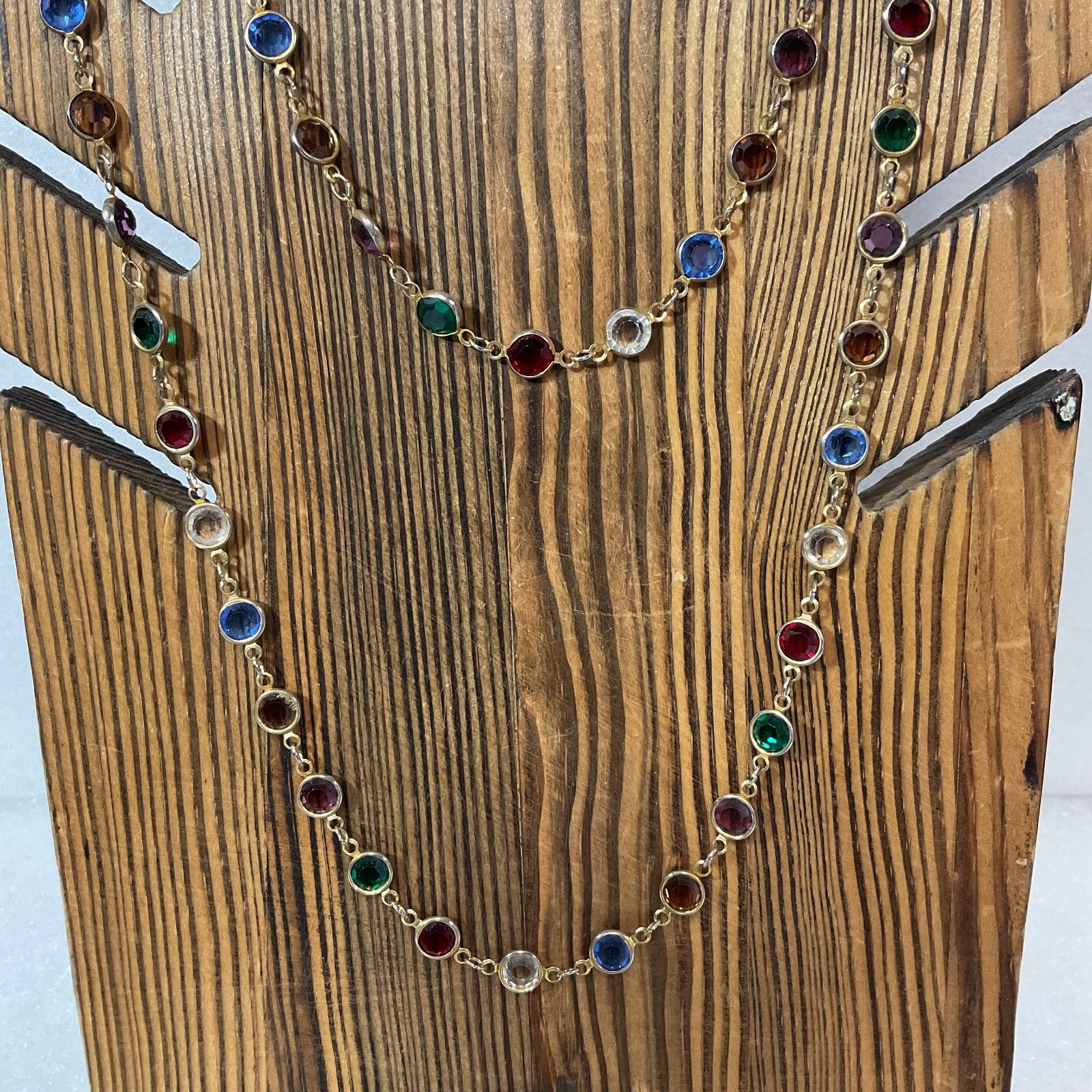 Multicolor Gold Tone Beaded Necklace 46in Single Strand Fashion Jewelry - Image 3