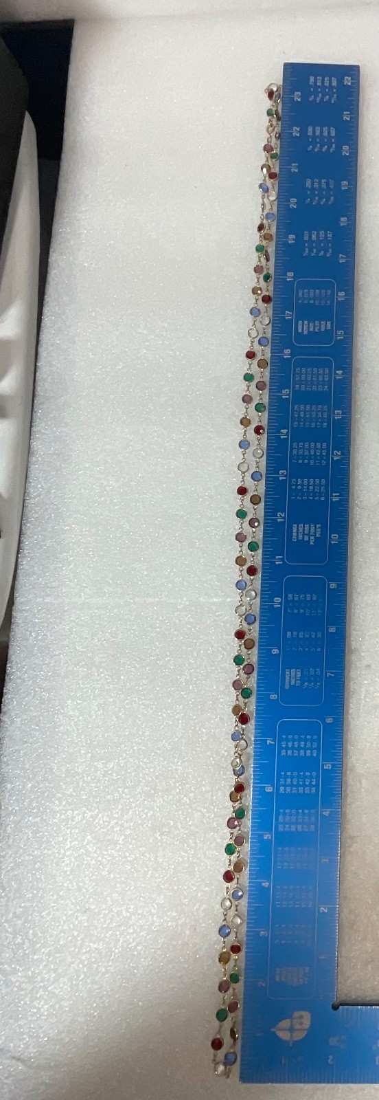 Multicolor Gold Tone Beaded Necklace 46in Single Strand Fashion Jewelry - Image 7