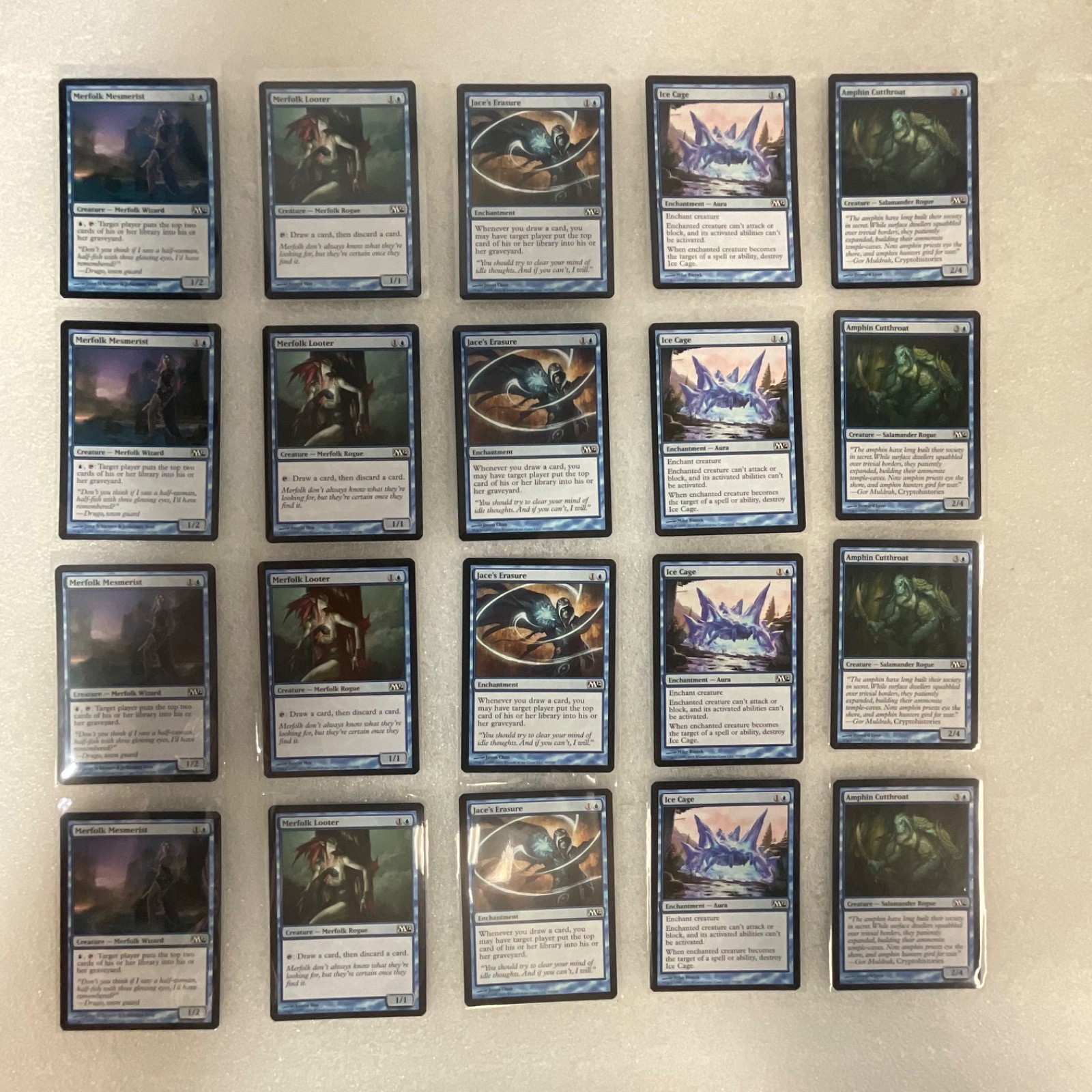 MTG 20 Card Blue Lot M12 Merfolk Looter Jace’s Erasure Playset - Image 1