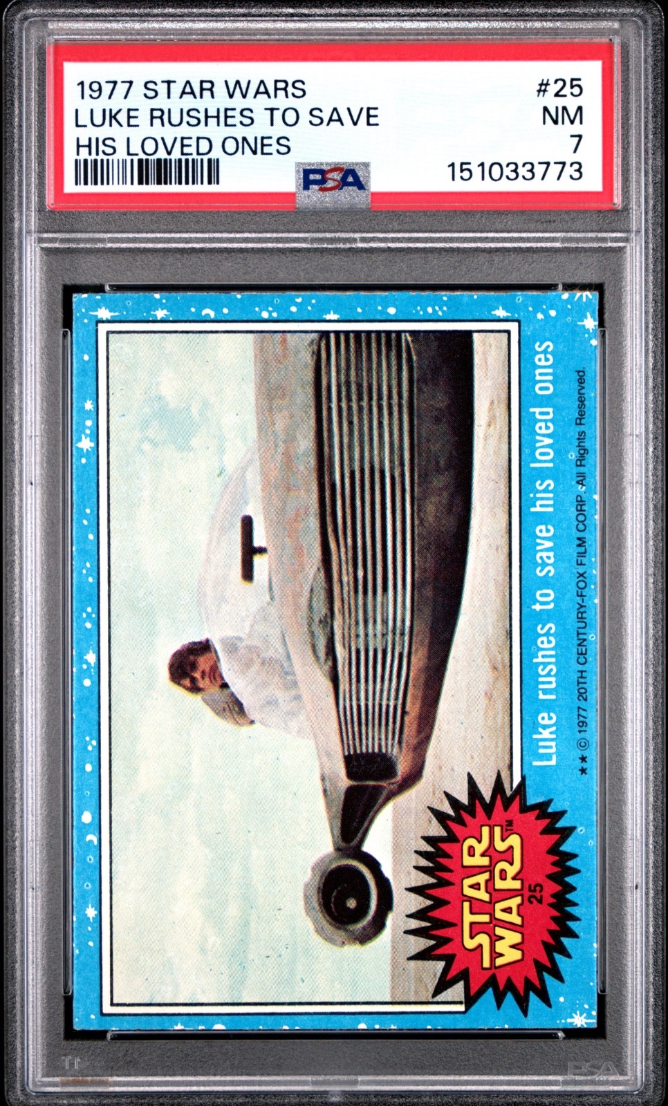1977 Star Wars Luke Rushes Save Loved Ones #25 PSA 7 CERT#151033773 - Image 2