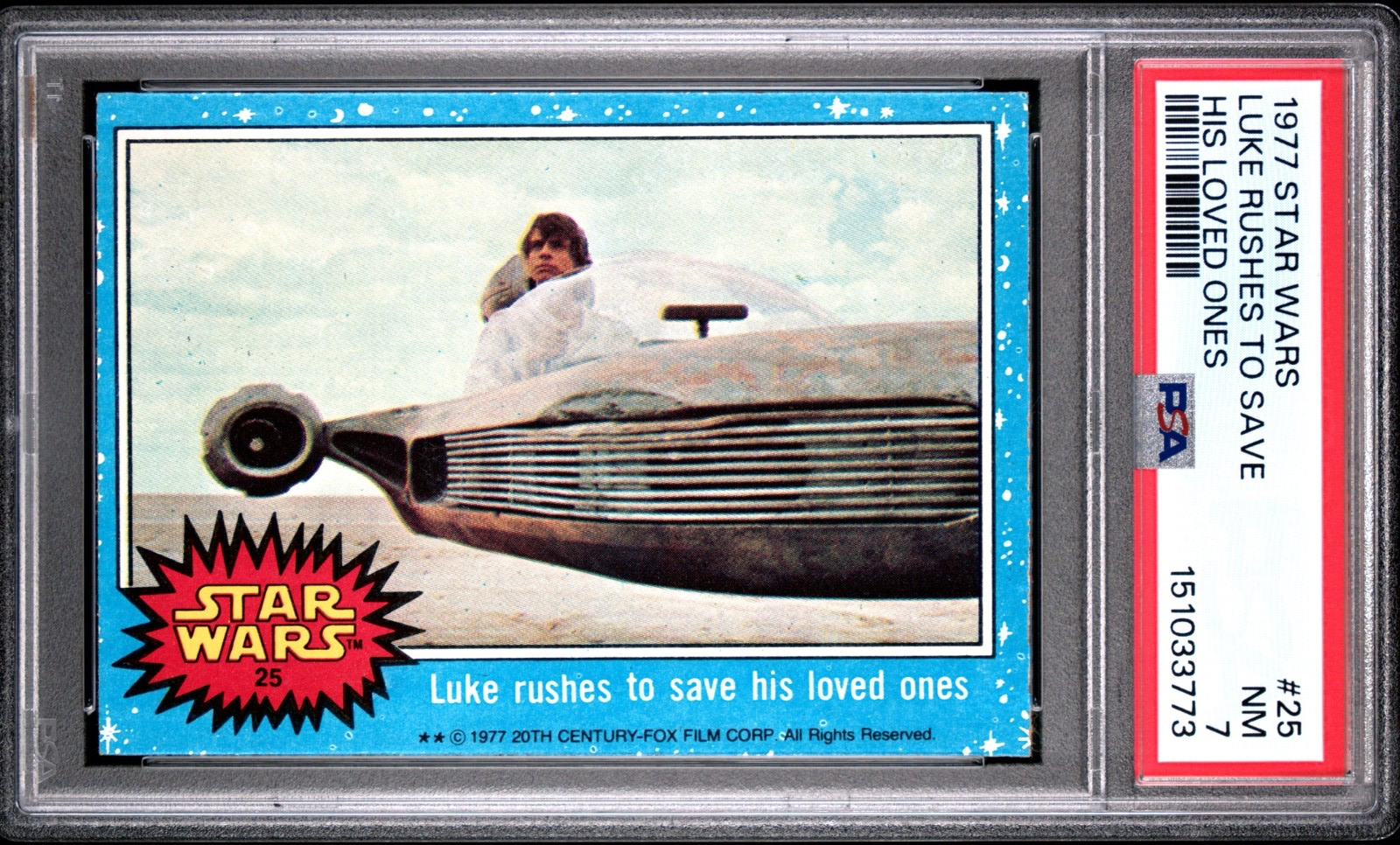 1977 Star Wars Luke Rushes Save Loved Ones #25 PSA 7 CERT#151033773 - Image 1