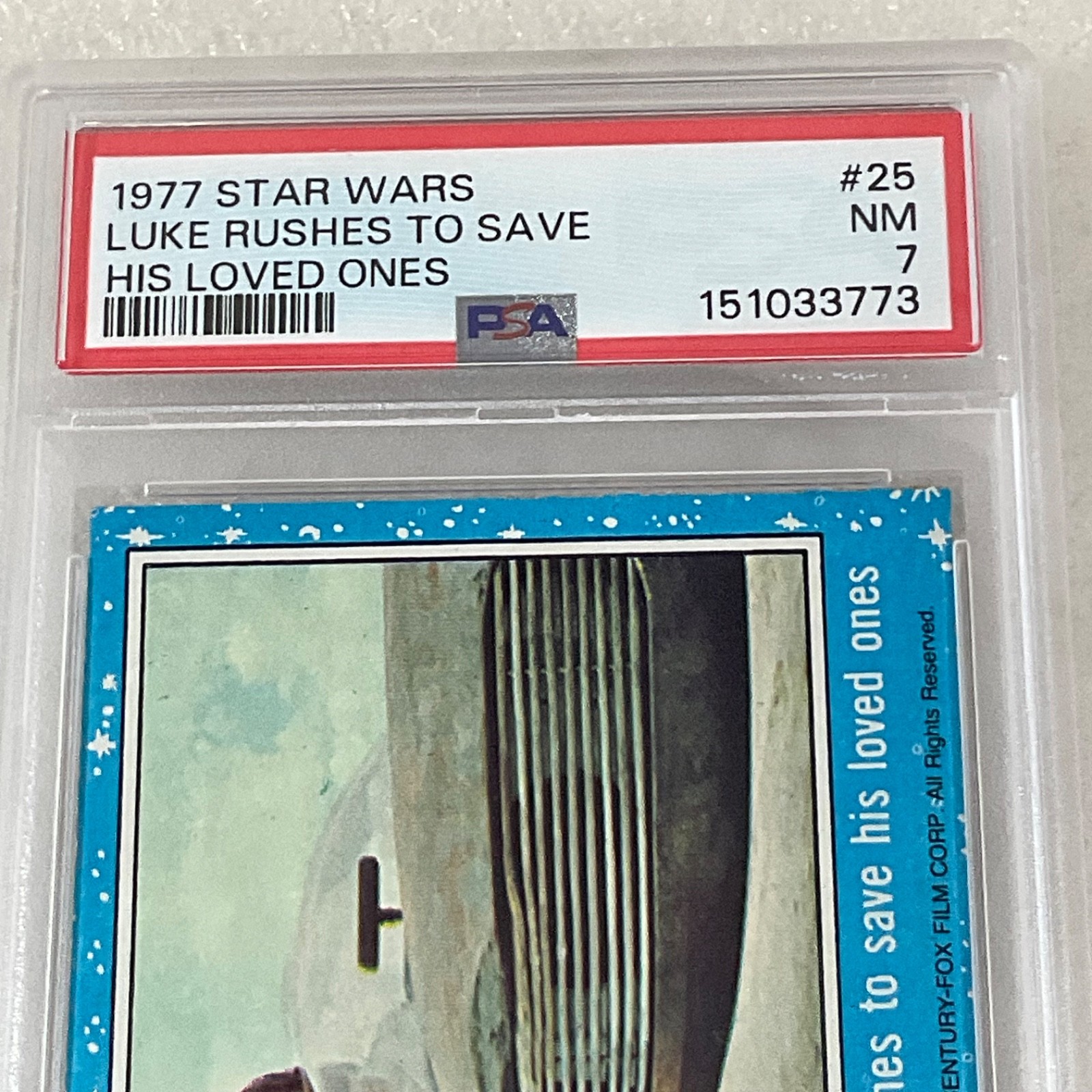 1977 Star Wars Luke Rushes Save Loved Ones #25 PSA 7 CERT#151033773 - Image 9