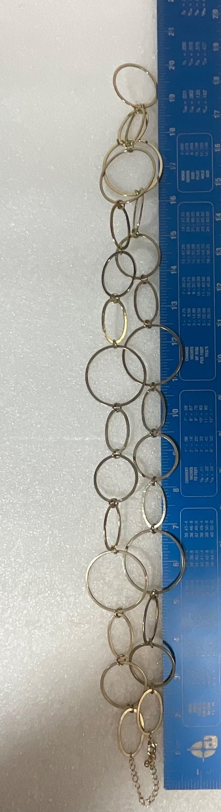 36in Gold Tone Linked Circle Necklace 43.82g Adjustable Chain Modern Jewelry - Image 6